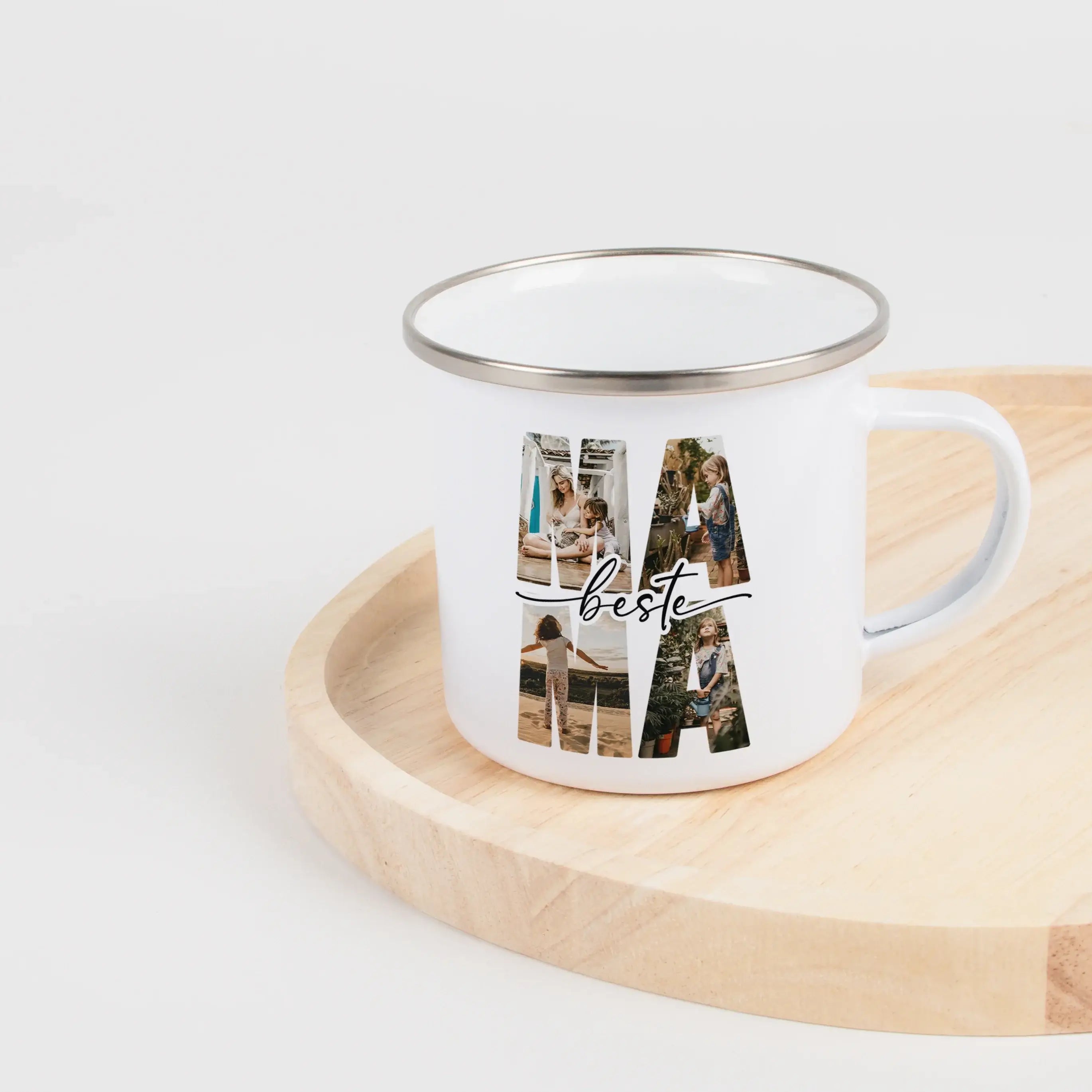 Emaille Tasse beste Mama-Emaille Tasse-famprints-Mit der personalisierten Emaille Tasse beste Mama von famprints schenkst du nicht nur eine hübsche Tasse, sondern einen ganz persönlichen Moment, der im Alltag deiner Mama jeden Tag aufs Neue Freude weckt.