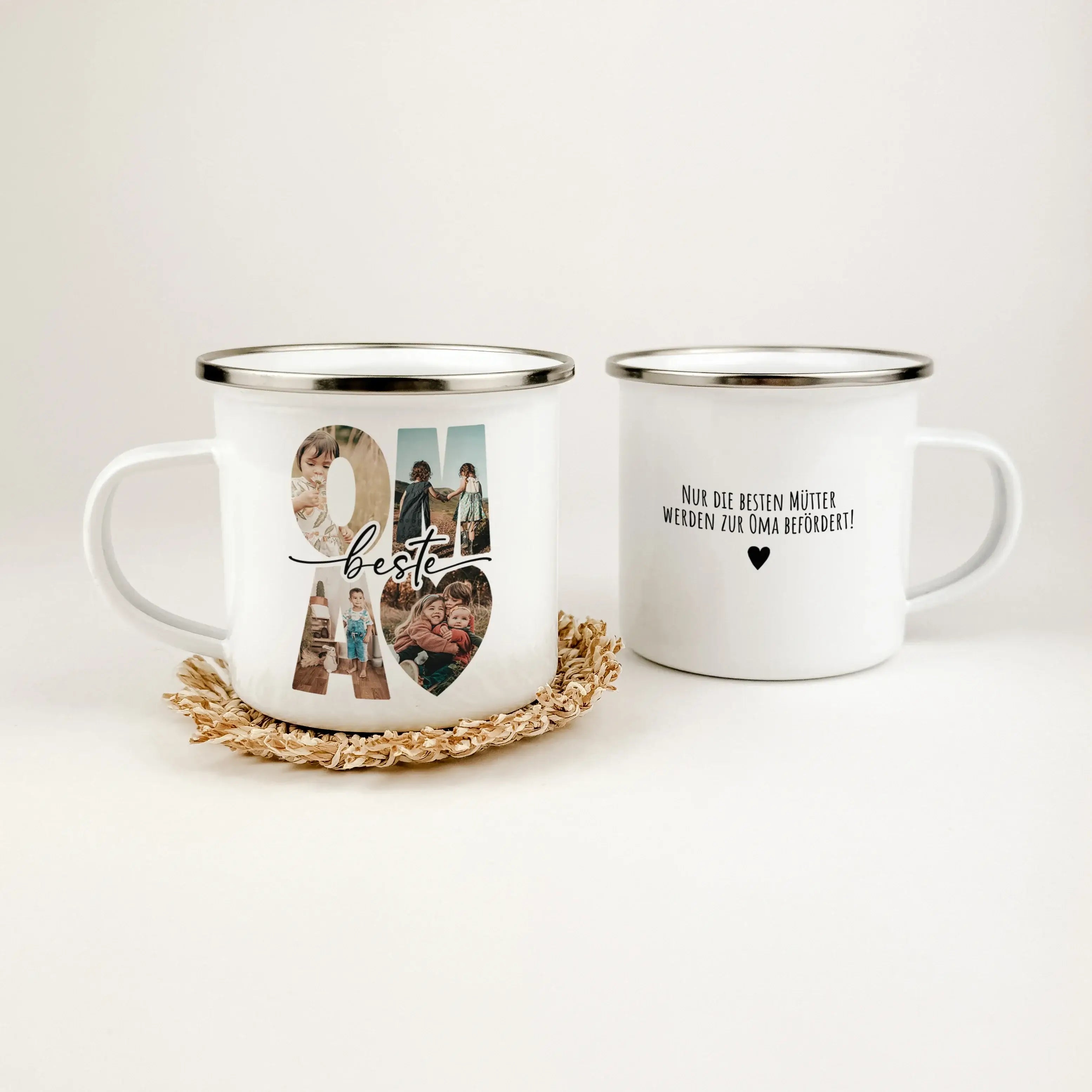 Emaille Tasse beste Oma - Emaille Tasse - famprints - Überrasche deine Oma mit der einzigartigen Emaille Tasse beste Oma – dem perfekten Geschenk, das von Herzen kommt. Diese persönliche Oma Tasse vereint Funktionalität mit emotionalem Wert und verkörpert