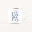 Emaille Tasse Papa seit-Emaille Tasse-famprints-Die Emaille Tasse Papa seit von famprints ist ein persönliches Geschenk, das echte Geschichten festhält und jeden Alltag ein Stück wärmer macht. Mit deinem Wunschjahr und den Namen der Kinder wird aus einer
