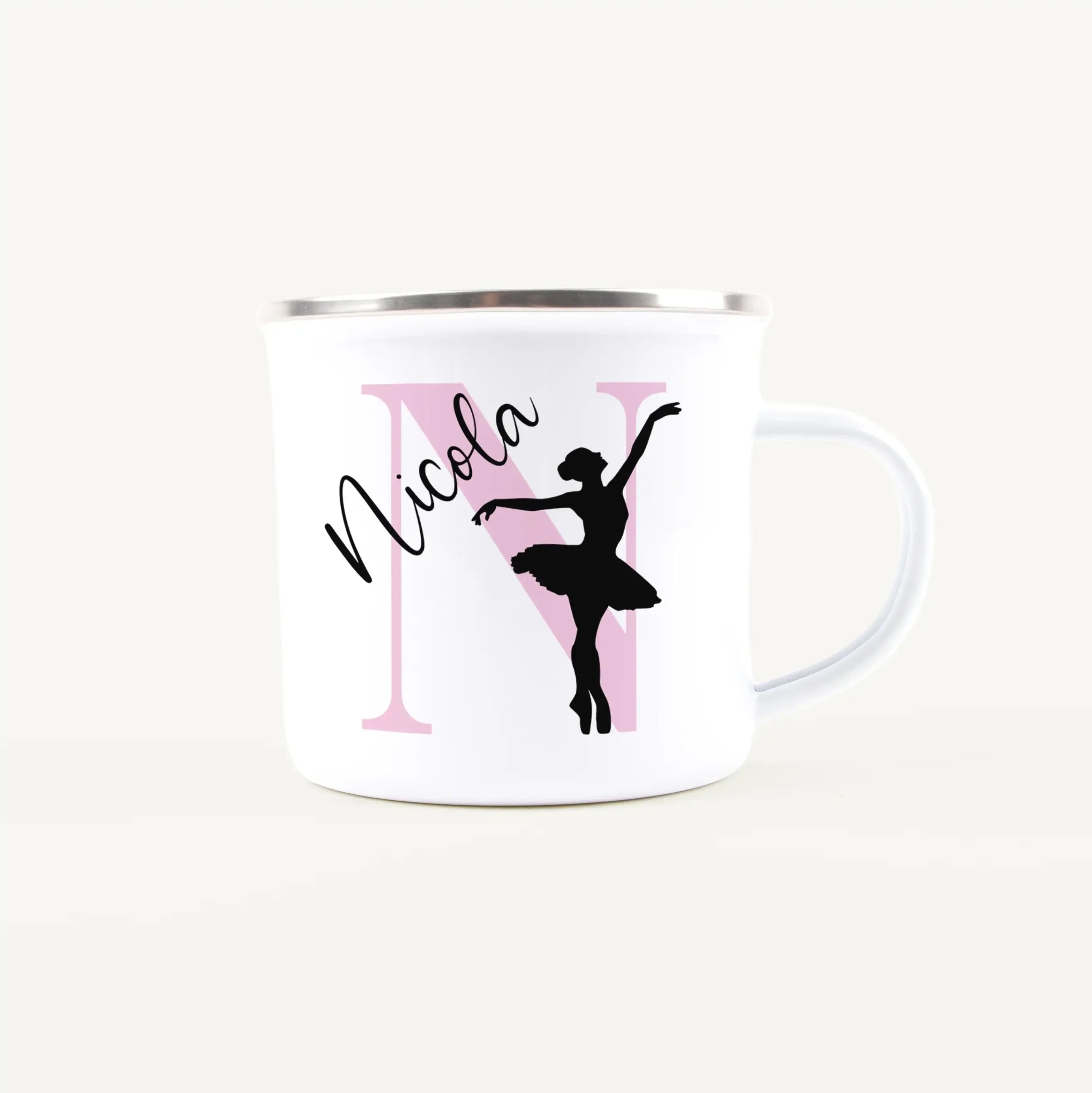 Emaille Tasse mit Namen Ballett-Emaille Tasse-famprints-Die Emaille Tasse mit Namen Ballett von famprints ist genau das Richtige, wenn du ein persönliches Geschenk für ein tanzbegeistertes Kind suchst oder dir selbst eine individuelle Freude machen willst