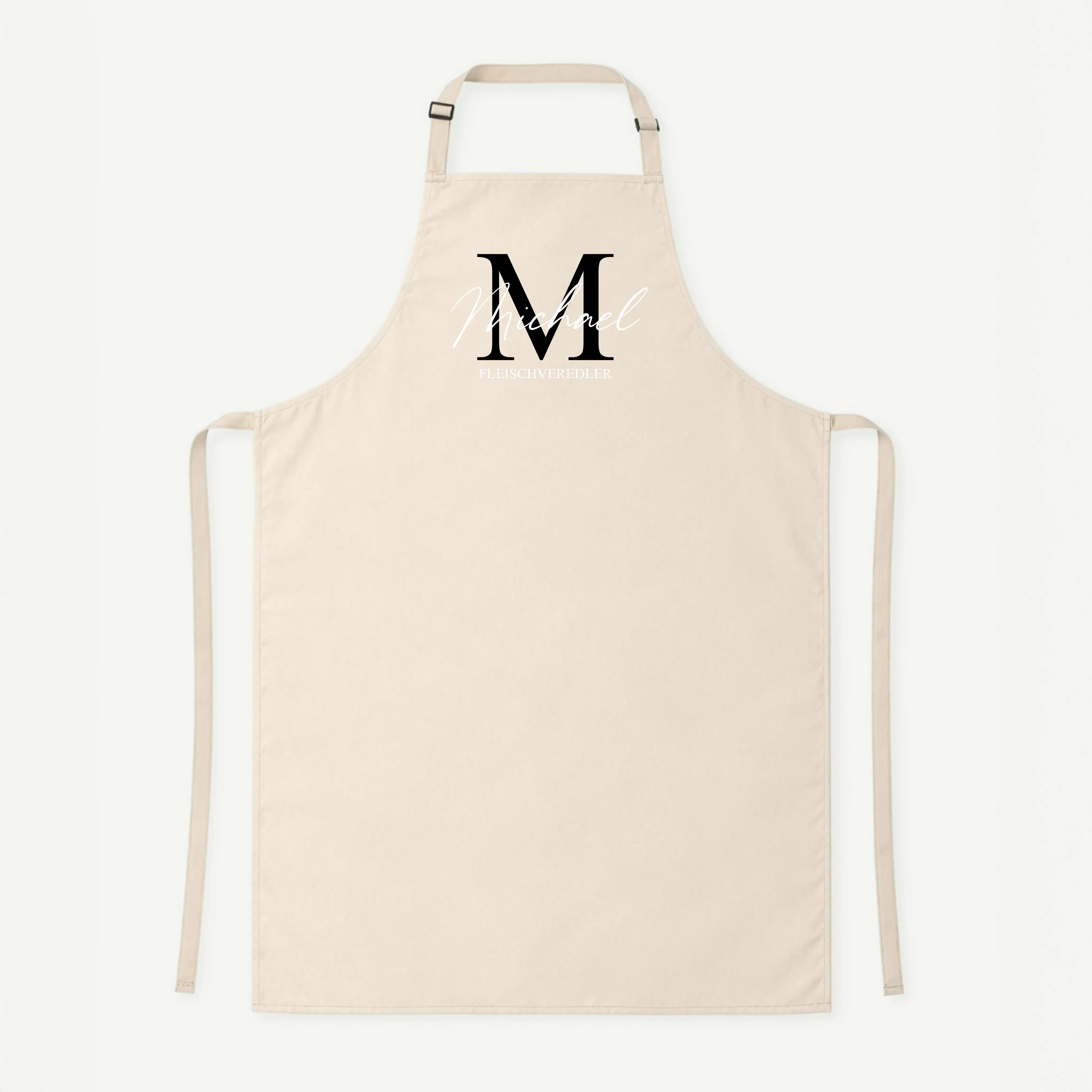 Kochschürze Initial + Text-Kochschürze-famprints-Die Kochschürze Initial + Text von famprints macht aus einem Alltagsprodukt ein persönliches Statement für Küche, Grill oder Backstube. Dein gewähltes Initial bildet den Mittelpunkt des Designs und wird mit