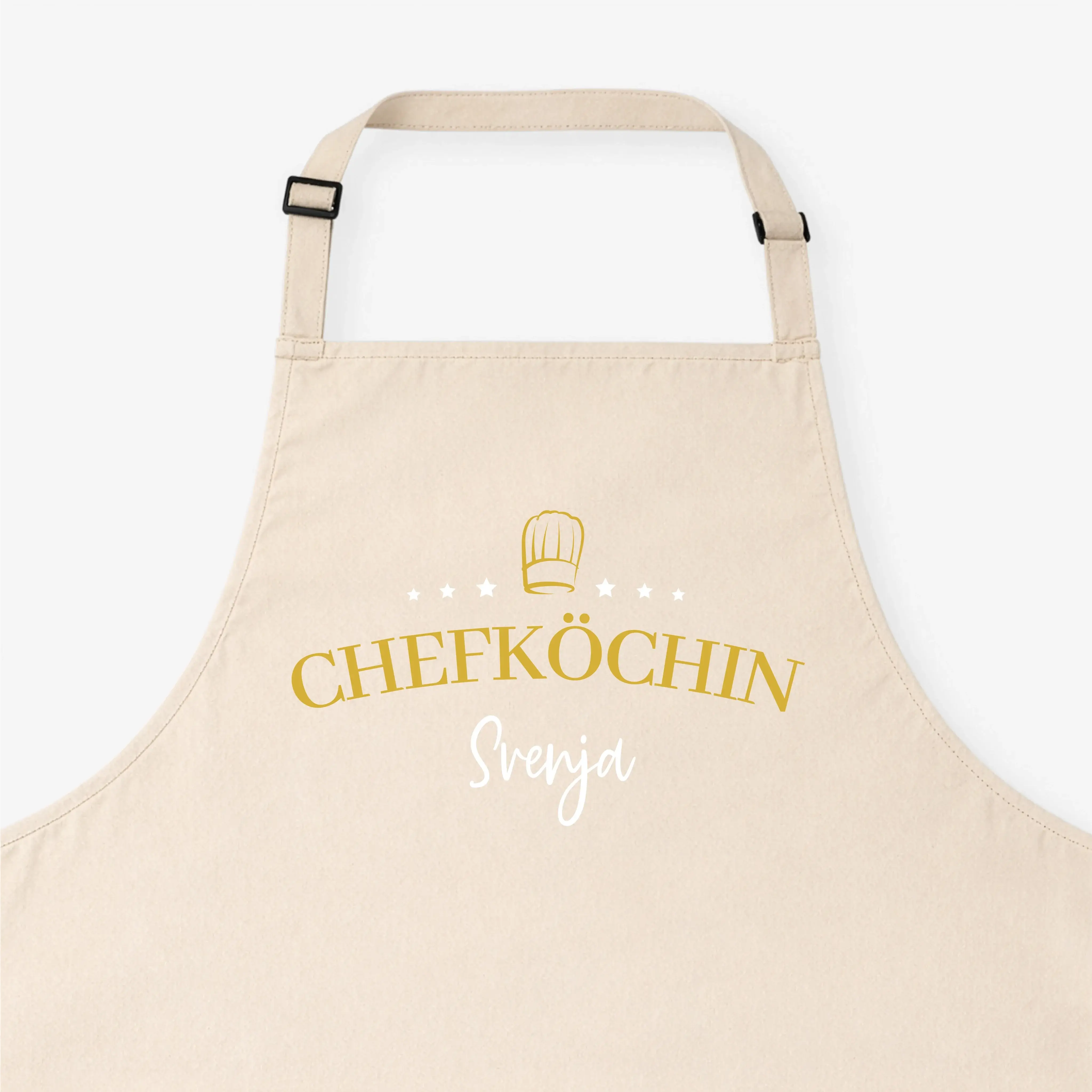 Kochschürze Chefköchin Sterne-Kochschürze-famprints-Diese Kochschürze Chefköchin Sterne ist mehr als ein praktisches Küchenaccessoire. Sie macht aus jedem Kochmoment ein persönliches Statement. Das Design kombiniert den eleganten Schriftzug Chefköchin mit