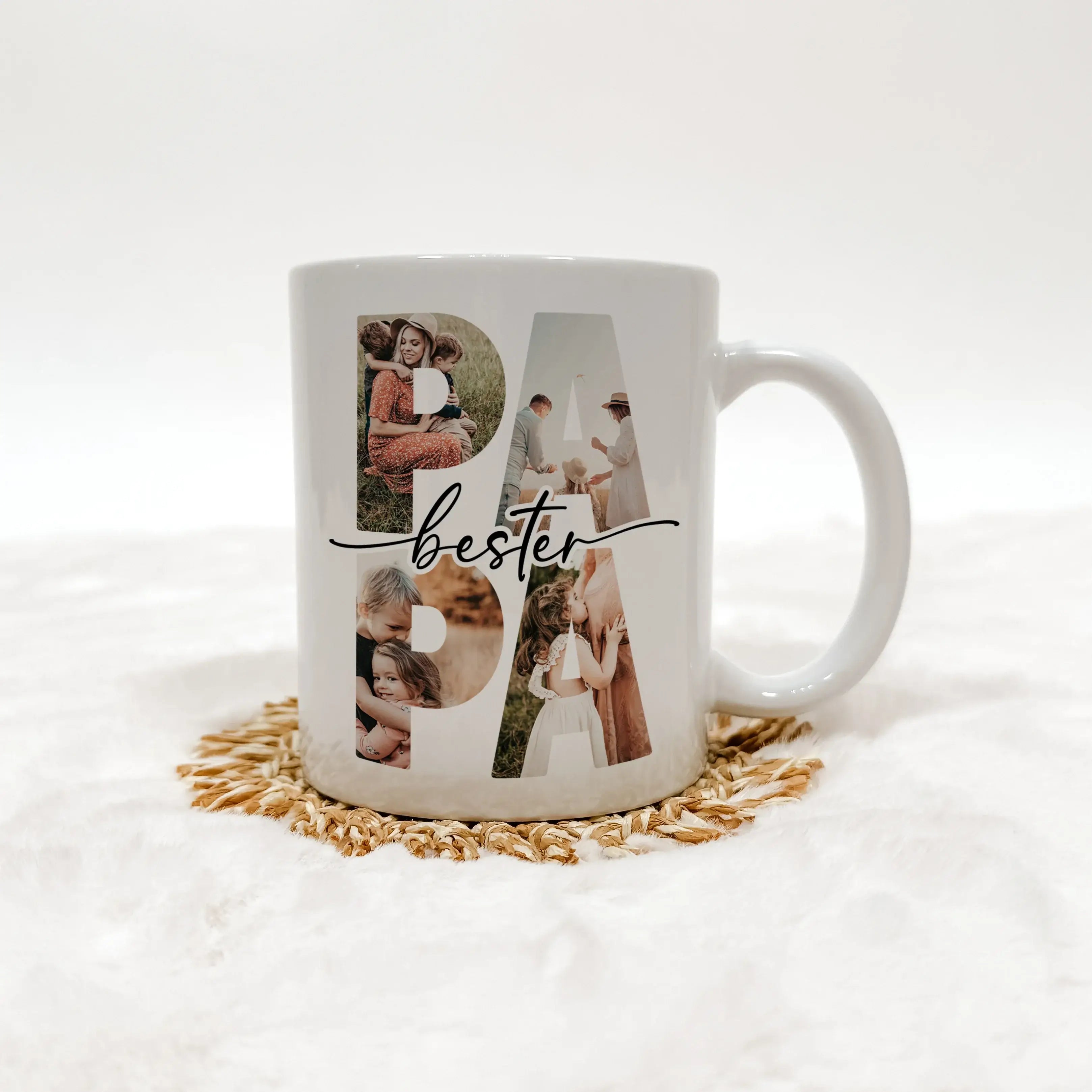 Tasse bester Papa - Keramik Tasse - famprints - Entdecke die Tasse bester Papa – das ideale Geschenk, das sofort Freude bringt! Mit dieser personalisierten Keramiktasse schaffst du unvergessliche Momente, indem du die Lieblingsfotos deines Vaters hinter d