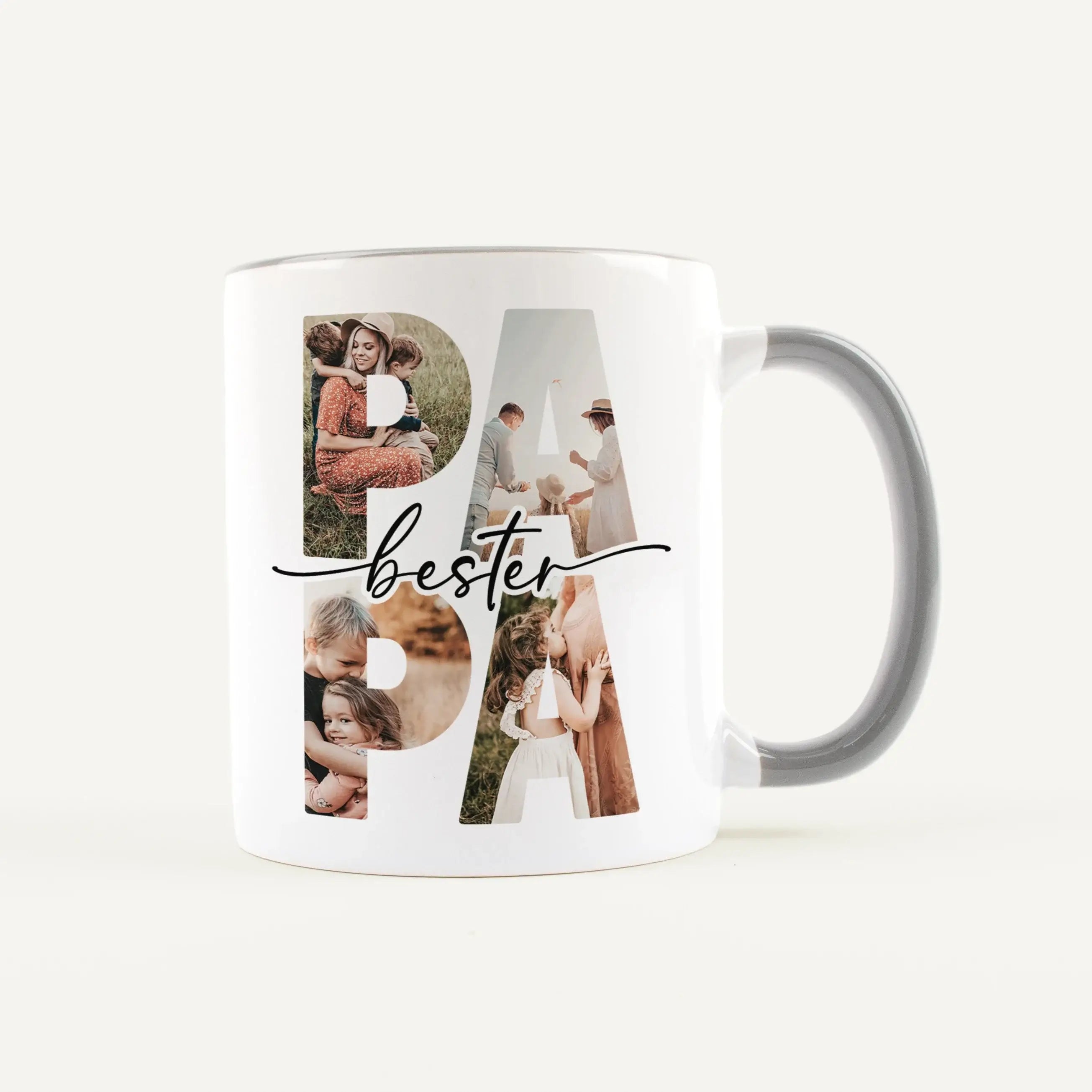 Tasse bester Papa - Keramik Tasse - famprints - Entdecke die Tasse bester Papa – das ideale Geschenk, das sofort Freude bringt! Mit dieser personalisierten Keramiktasse schaffst du unvergessliche Momente, indem du die Lieblingsfotos deines Vaters hinter d