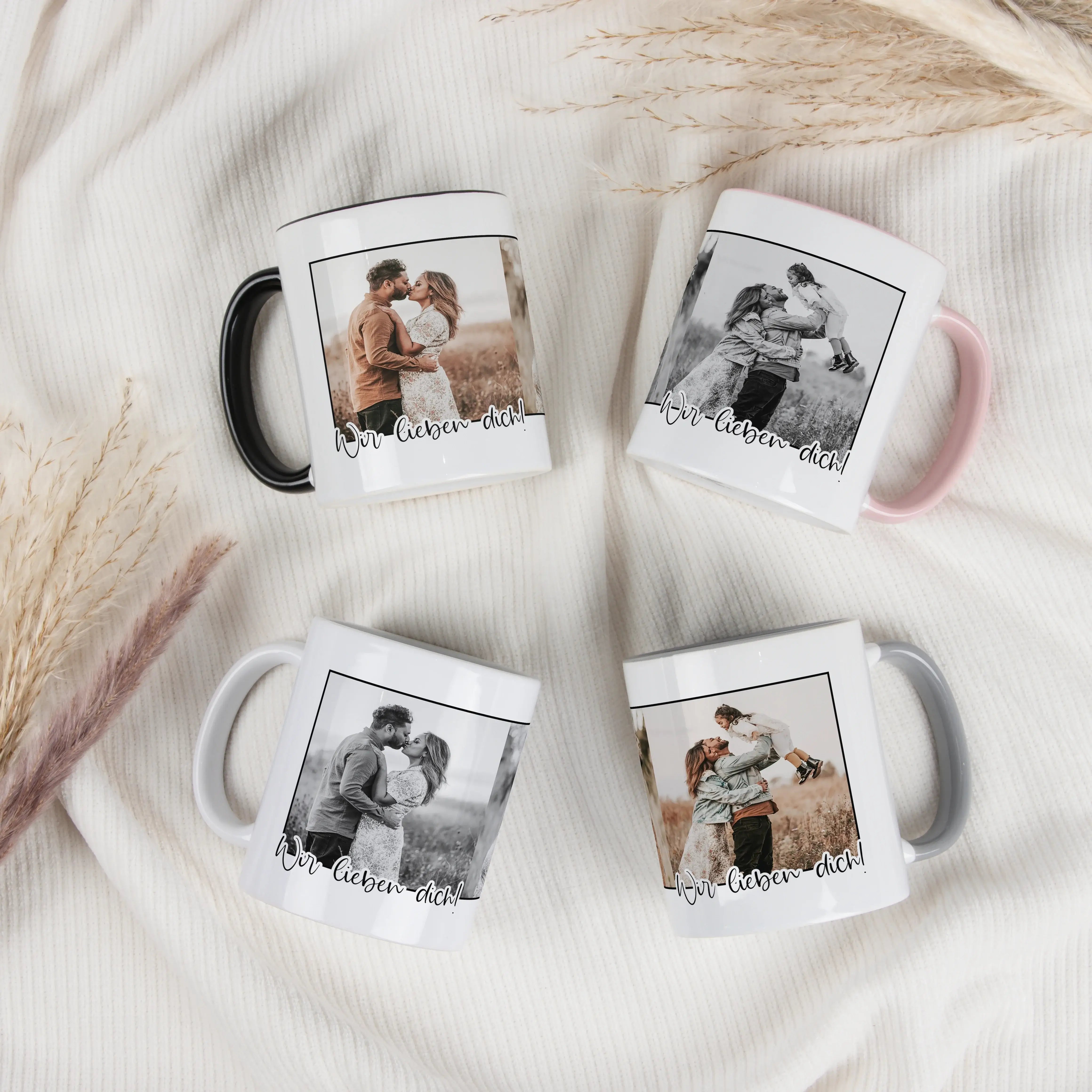 Foto Tasse mit Text-Keramik Tasse-famprints-Eine Foto Tasse mit Text ist mehr als nur ein Alltagsgegenstand – sie wird zu einem persönlichen Begleiter im Alltag. Bei famprints gestaltest du deine Tasse individuell mit bis zu drei eigenen Fotos und einem f