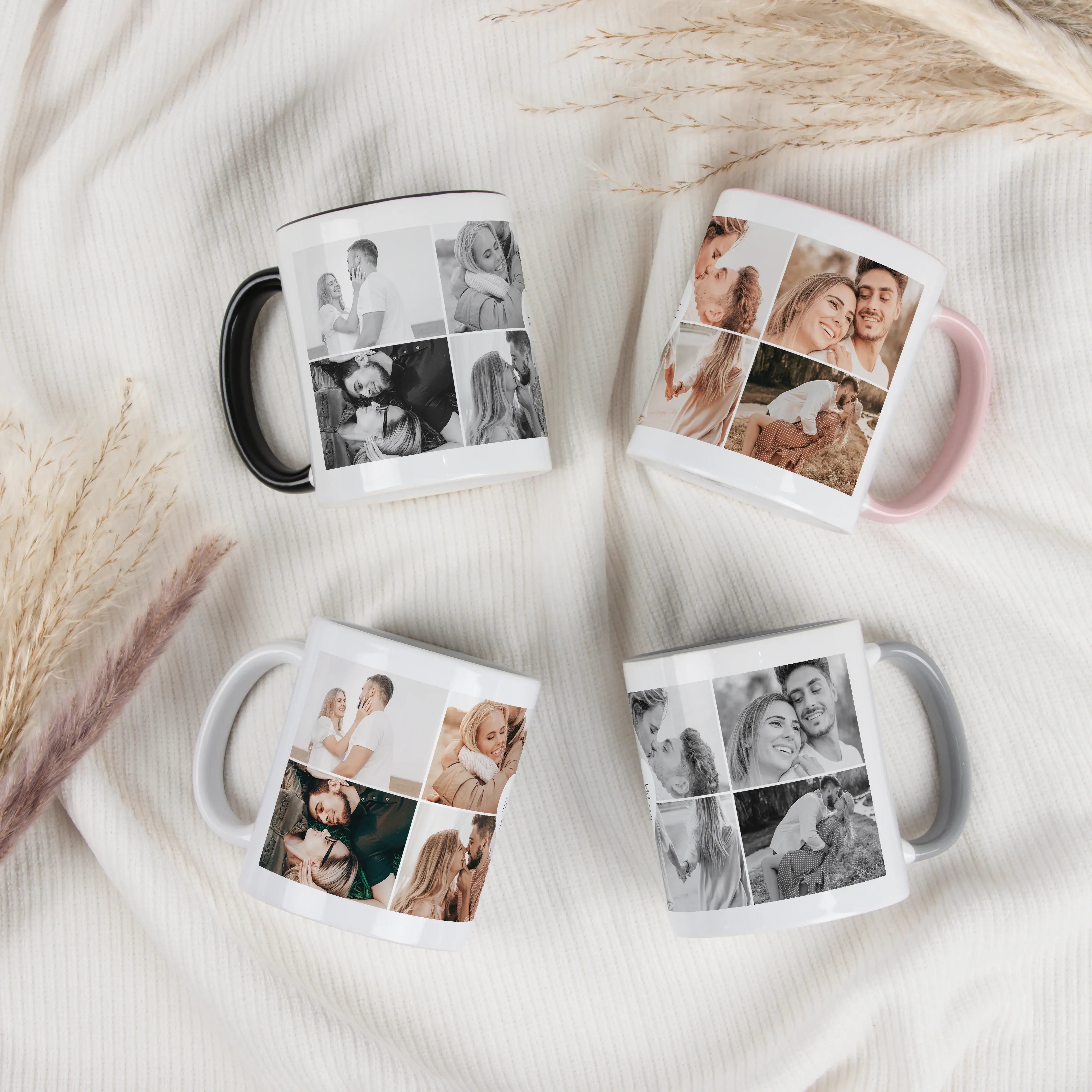 Fototasse I love you-Keramik Tasse-famprints-Fototasse I love you ist die richtige Wahl, wenn du eine persönliche Tasse mit Foto suchst, die mehr zeigt als nur ein einzelnes Bild. Auf dieser Fototasse gestaltest du eine Collage aus 8 eigenen Fotos, die ei