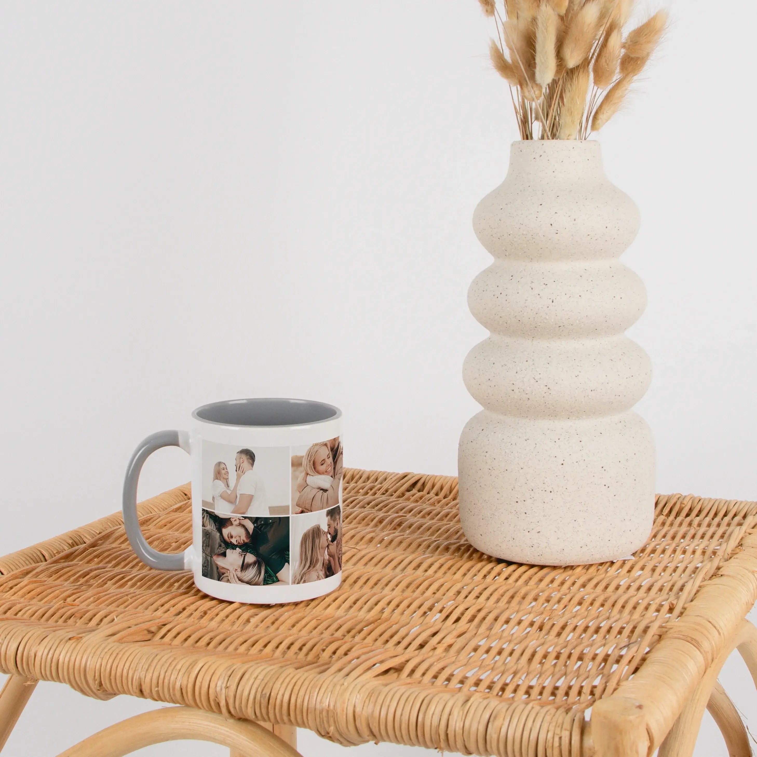 Fototasse I love you-Keramik Tasse-famprints-Fototasse I love you ist die richtige Wahl, wenn du eine persönliche Tasse mit Foto suchst, die mehr zeigt als nur ein einzelnes Bild. Auf dieser Fototasse gestaltest du eine Collage aus 8 eigenen Fotos, die ei