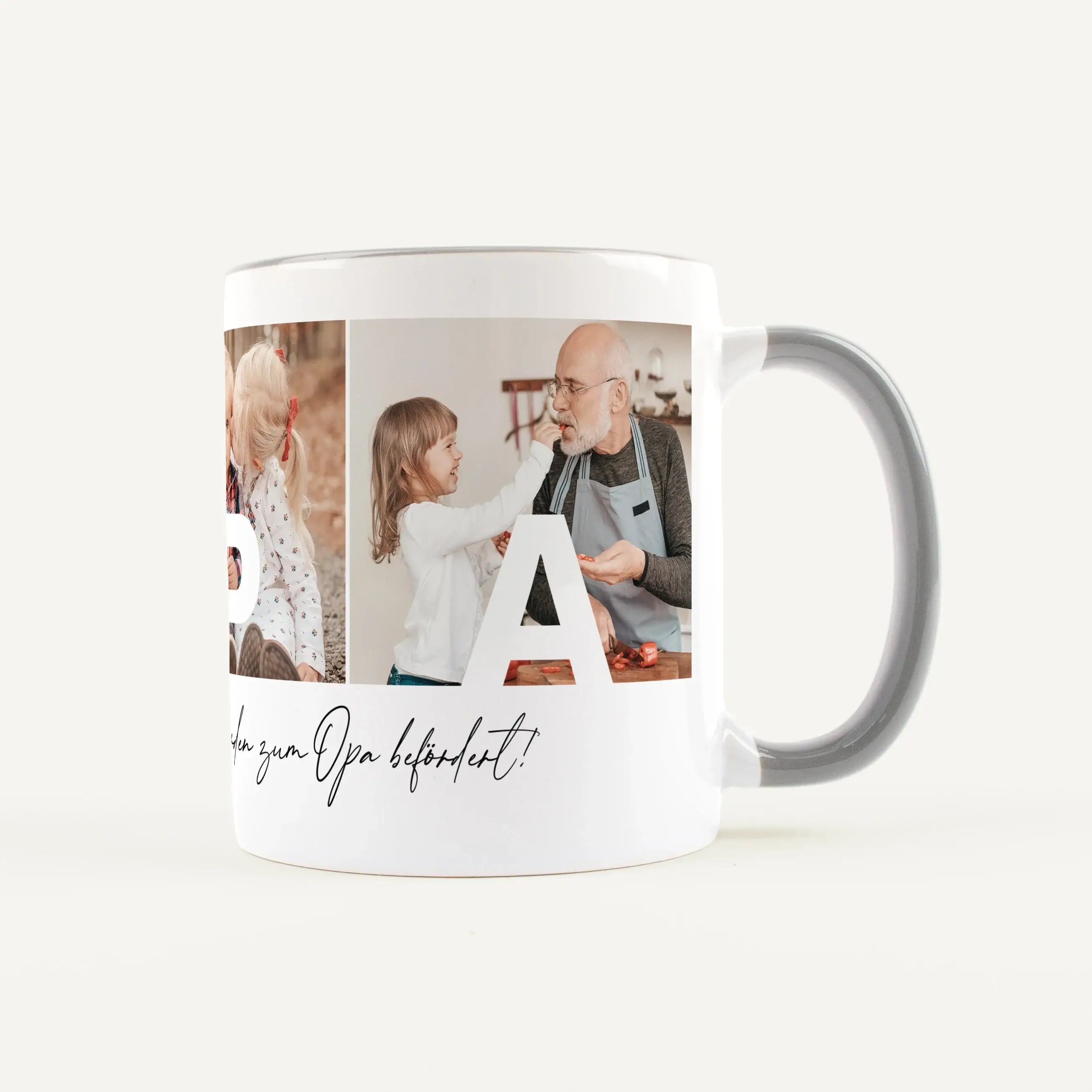 Fototasse Opa-Keramik Tasse-famprints-Die Fototasse Opa von famprints ist eine persönliche Geschenkidee für einen ganz besonderen Menschen. Mit drei eigenen Fotos gestaltest du eine individuelle Opa Tasse, die Erinnerungen sichtbar macht. In jedem Bild er