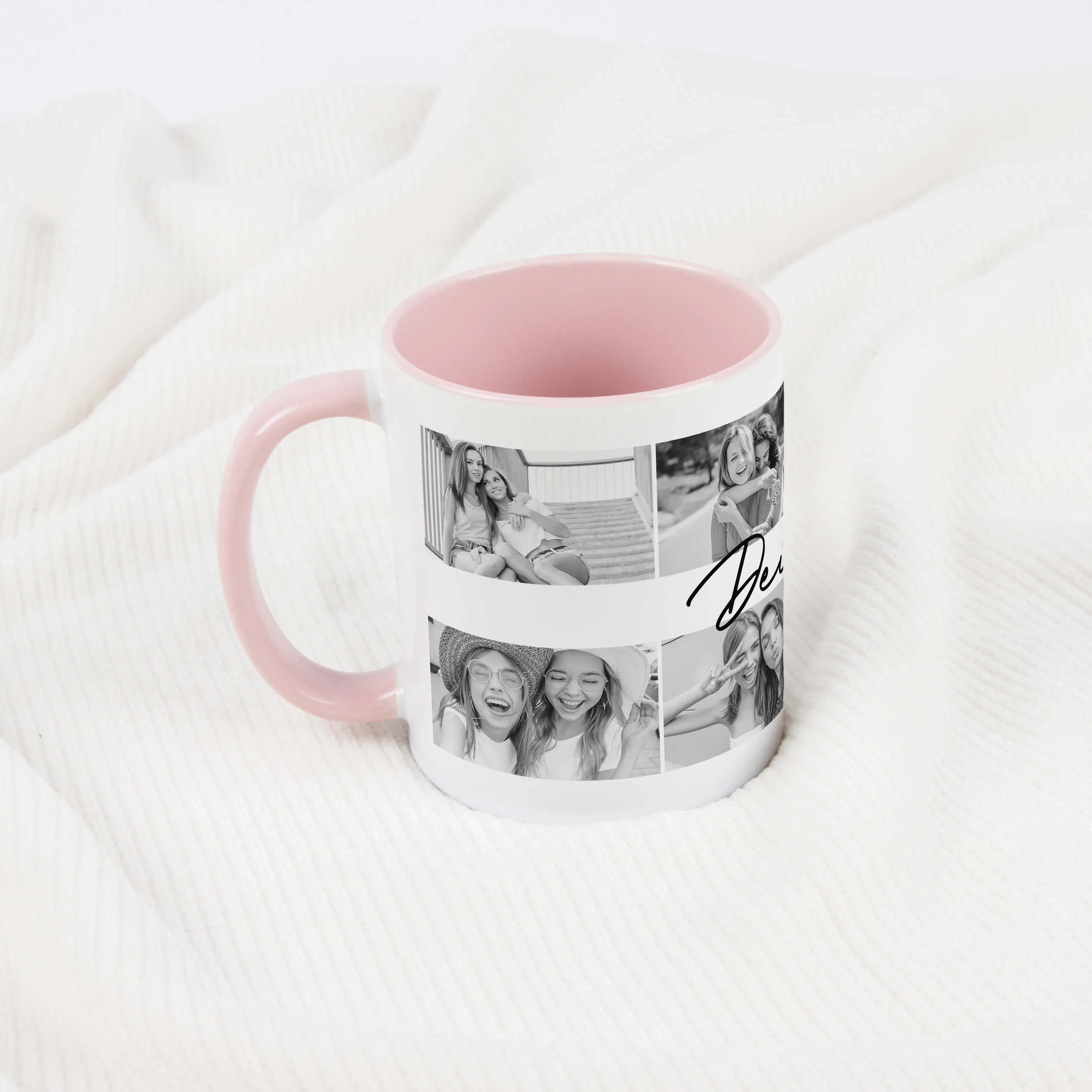 Fototasse Center Text-Keramik Tasse-famprints-Die Fototasse Center Text von famprints ist eine persönliche Tasse, die deine Lieblingsmomente sichtbar macht. Du gestaltest sie mit bis zu 8 Fotos und ergänzt in der Mitte deinen eigenen Text. So entsteht ein