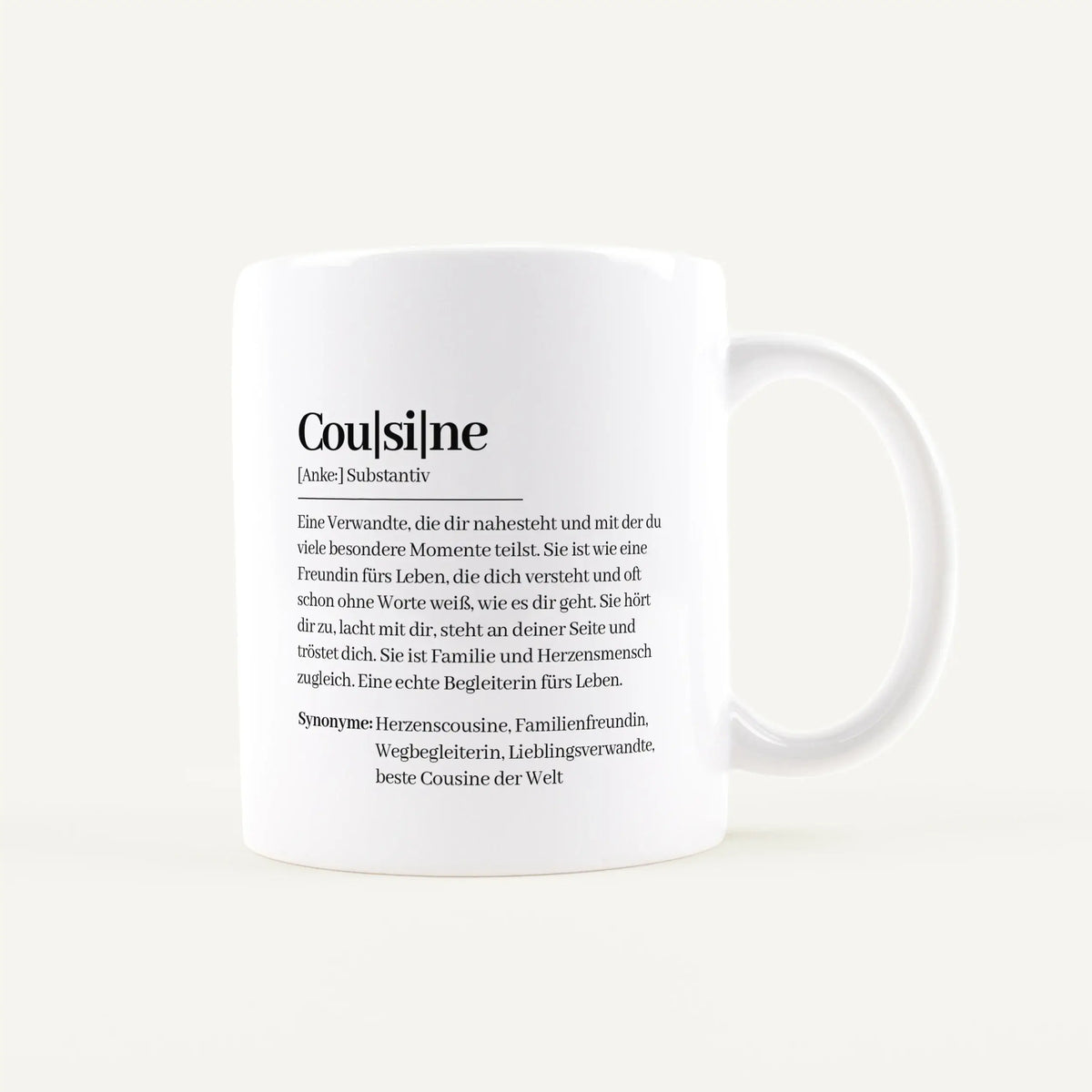 Keramik Tasse - Tasse Definition Cousine - Personalisiertes Geschenk Cousine