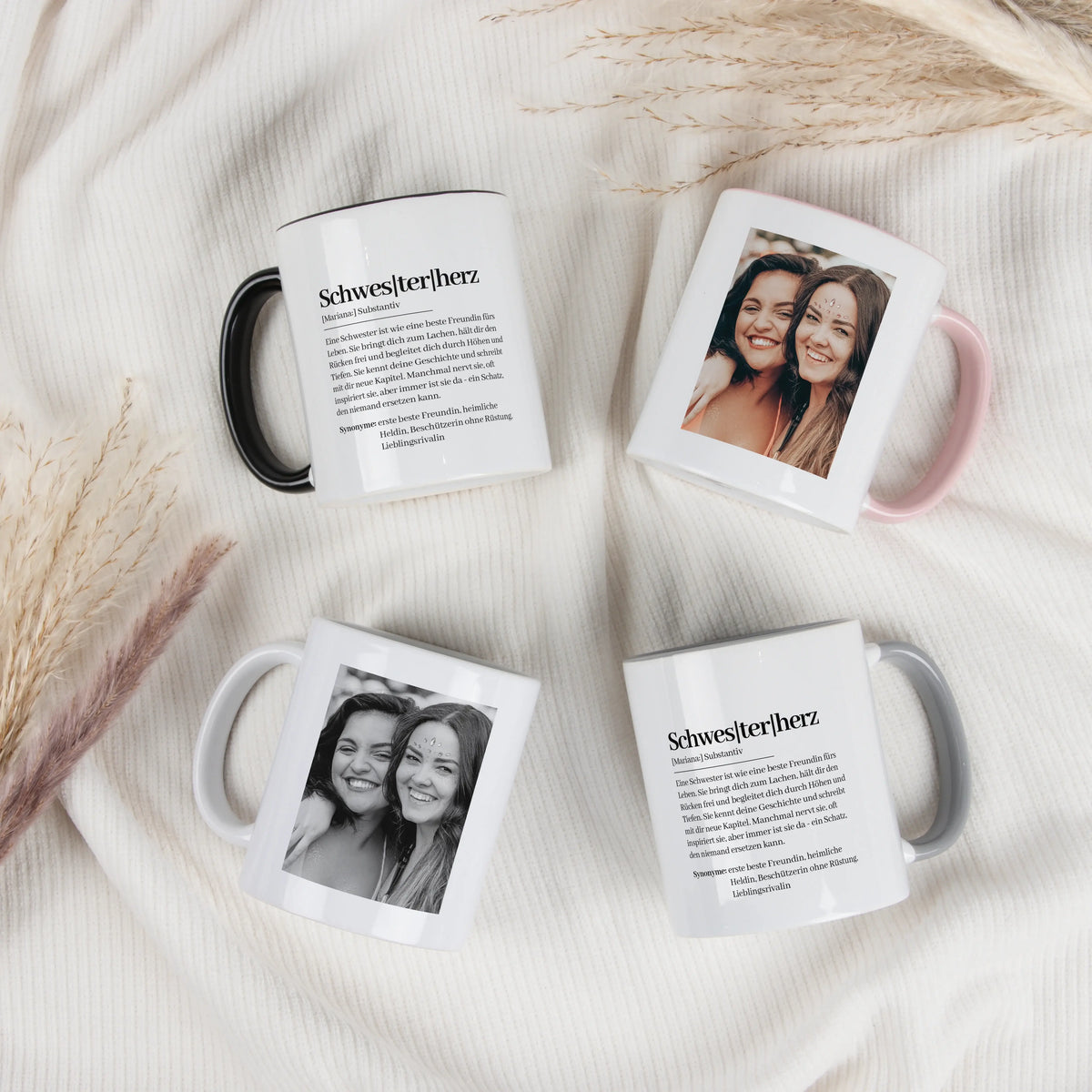 Keramik Tasse - Tasse Definition Schwesterherz - Geschenk fuer Schwester
