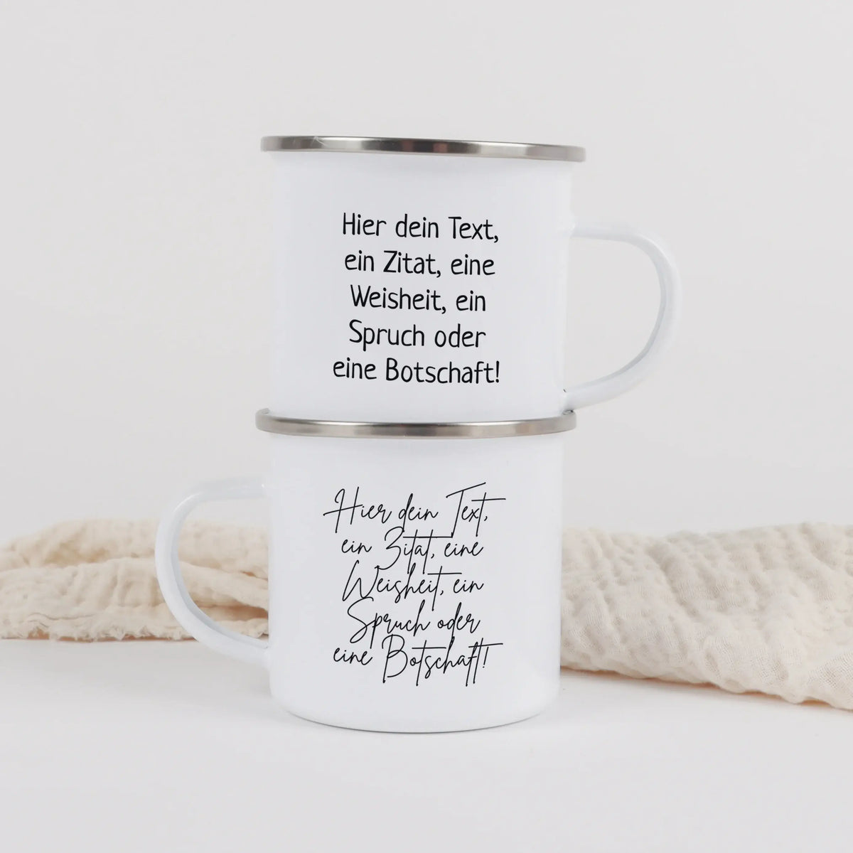 Emaille Tasse mit Text-Emaille Tasse-famprints-personalisierte-emaille-tasse