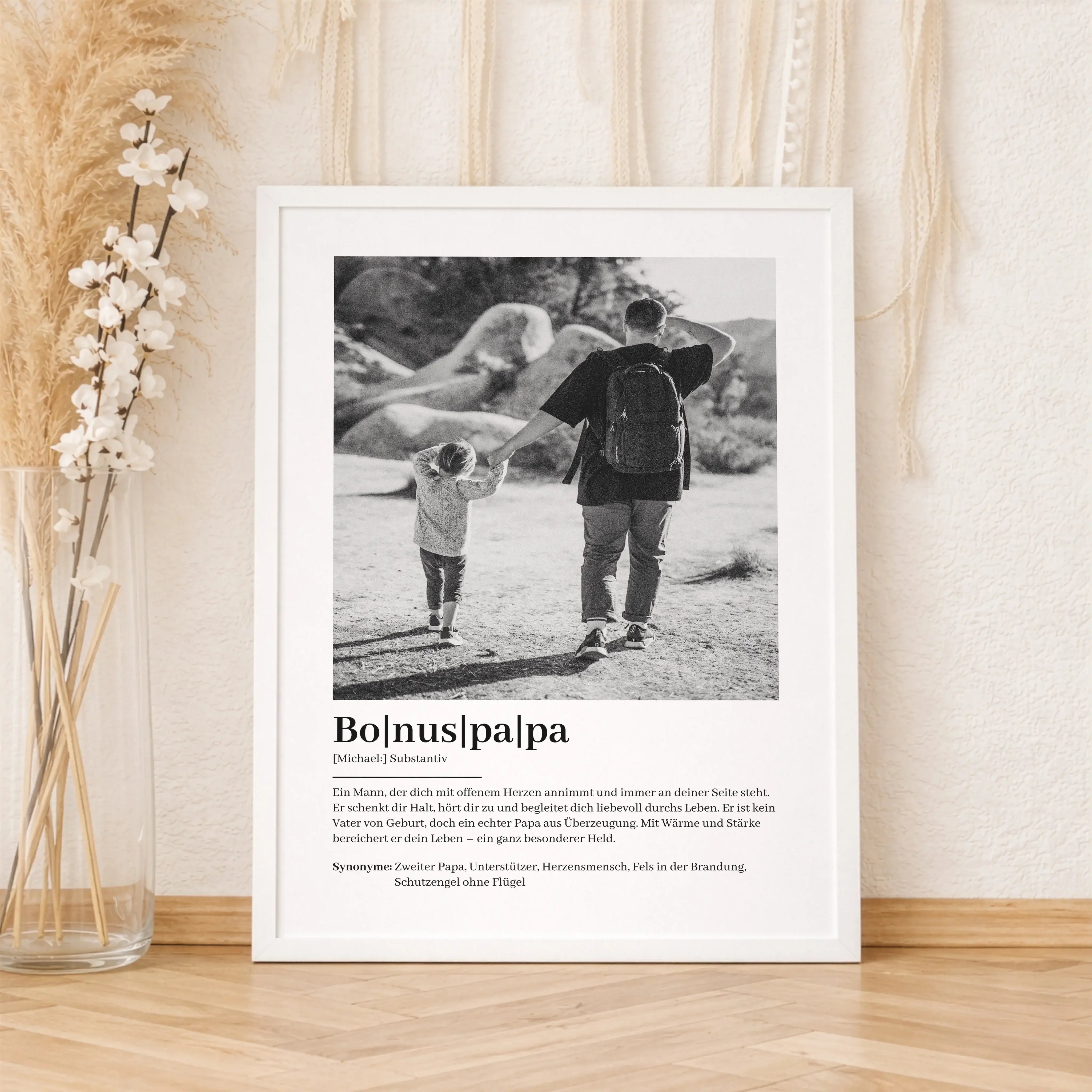 Bonuspapa Definition Poster mit Foto-Personalisiertes Poster-famprints-Das Bonuspapa Definition Poster mit Foto ist eine besondere Art, Danke zu sagen und Wertschätzung sichtbar zu machen. Es verbindet ein persönliches Bild mit einer liebevollen Definitio