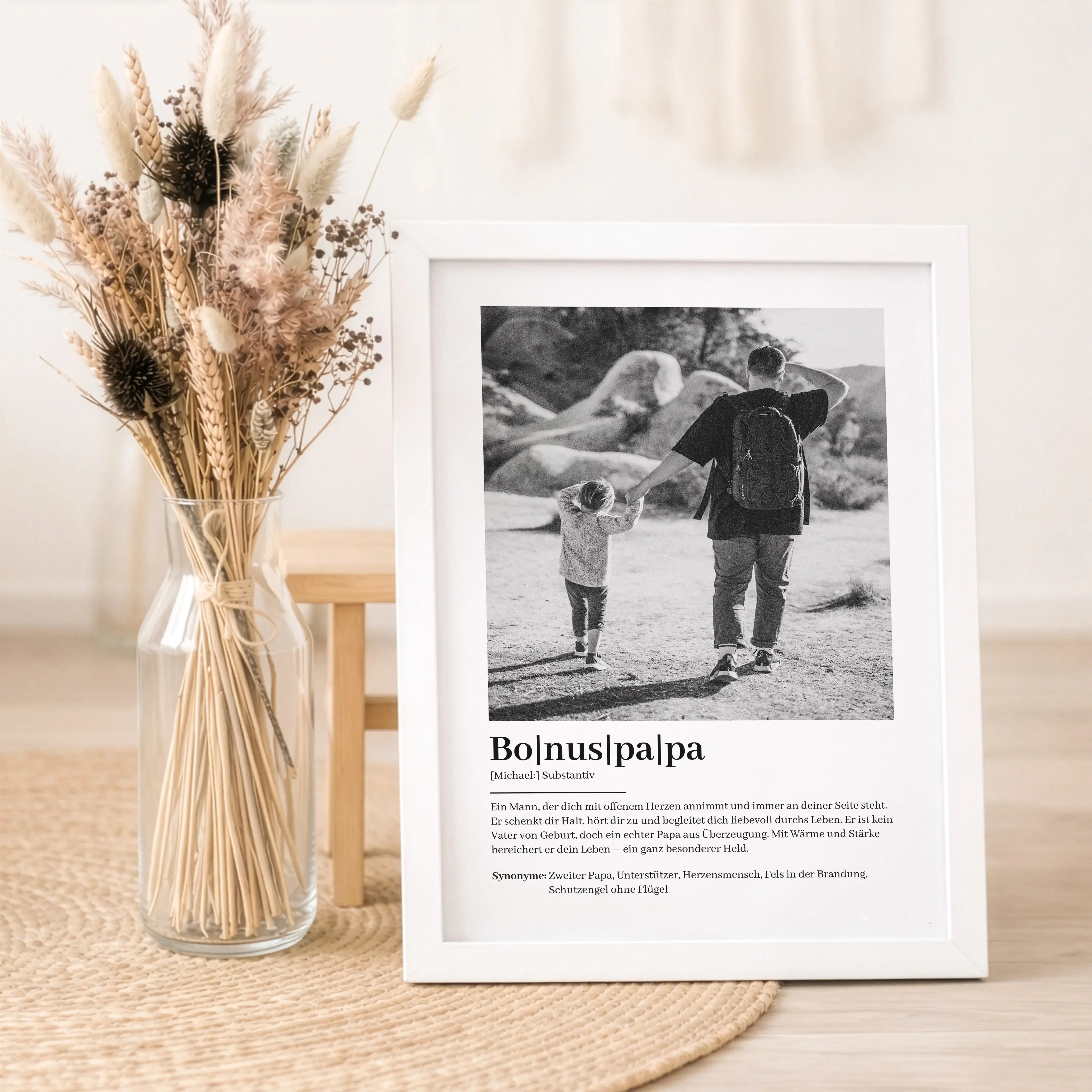 Bonuspapa Definition Poster mit Foto-Personalisiertes Poster-famprints-Das Bonuspapa Definition Poster mit Foto ist eine besondere Art, Danke zu sagen und Wertschätzung sichtbar zu machen. Es verbindet ein persönliches Bild mit einer liebevollen Definitio
