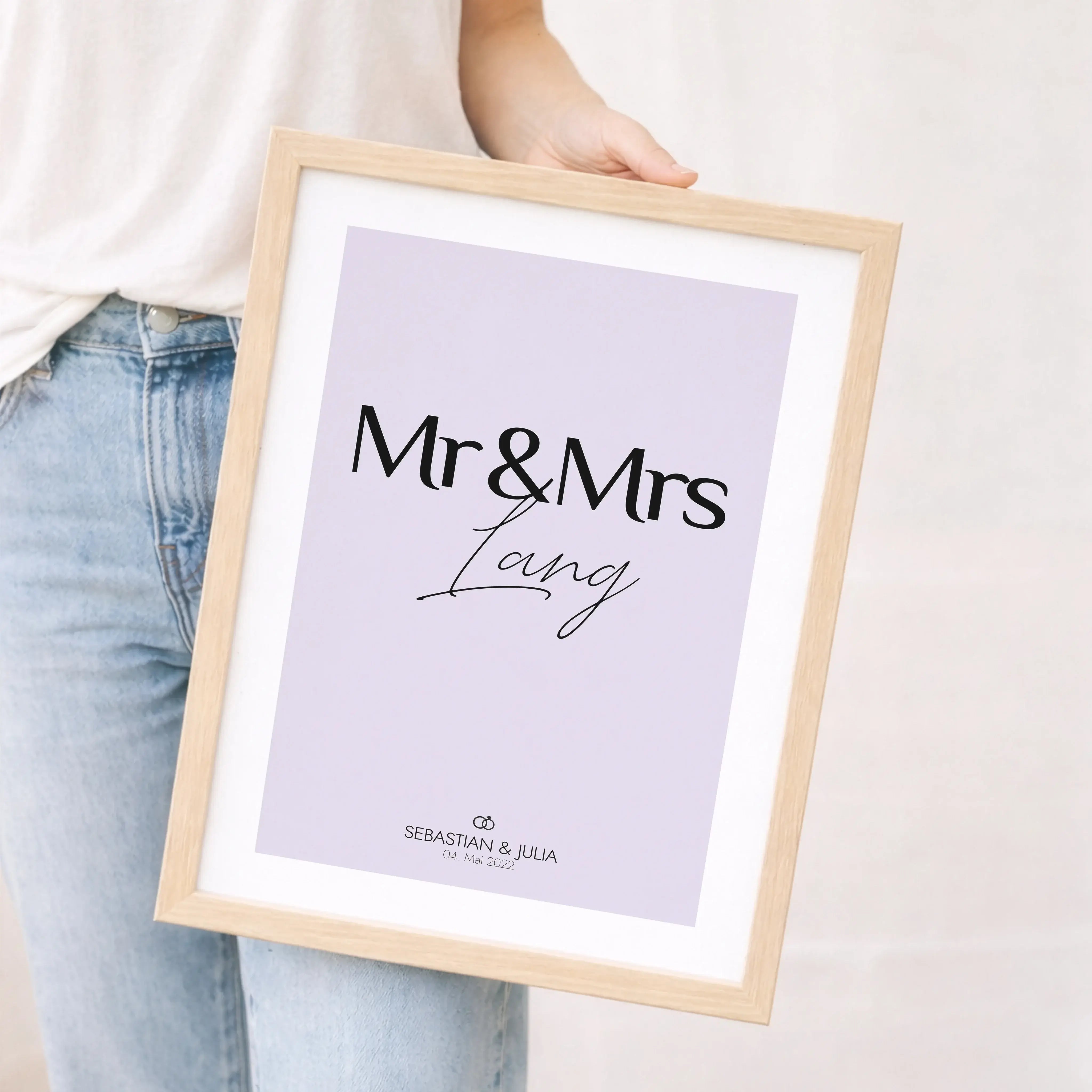 Hochzeit Poster Mr & Mrs-Personalisiertes Poster-famprints-Das Hochzeit Poster Mr & Mrs ist eine stilvolle Möglichkeit, eure Liebe sichtbar zu machen und euren großen Tag festzuhalten. Mit Namen, Datum oder einem persönlichen Zusatz wird aus dem Design ei