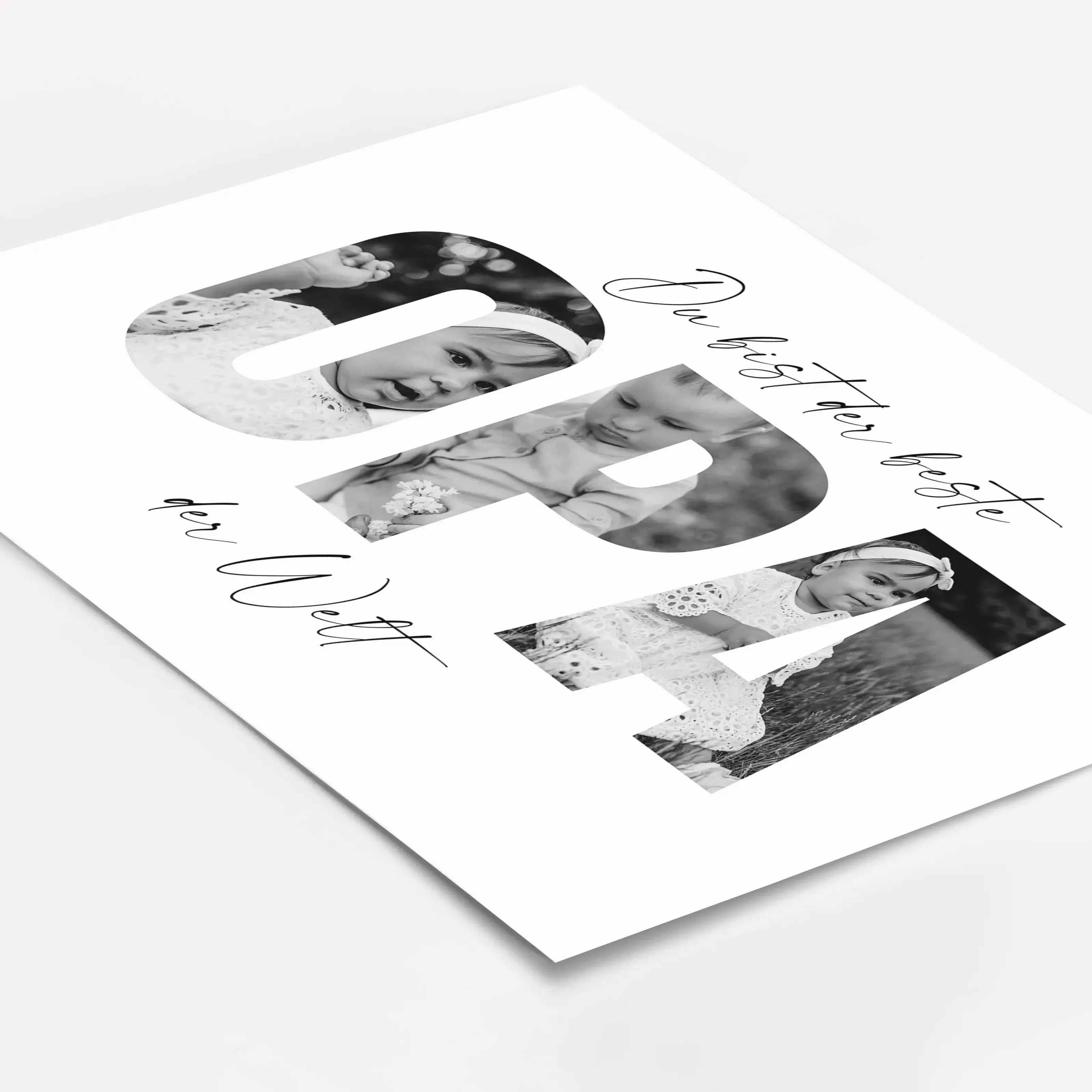 Bester Opa Poster-Personalisiertes Poster-famprints-Das Bester Opa Poster ist ein persönliches Geschenk für einen Menschen, der im Alltag oft mehr gibt, als er sagt. Mit deinen eigenen Fotos im Schriftzug OPA entsteht ein individuelles Wandbild, das Erinn