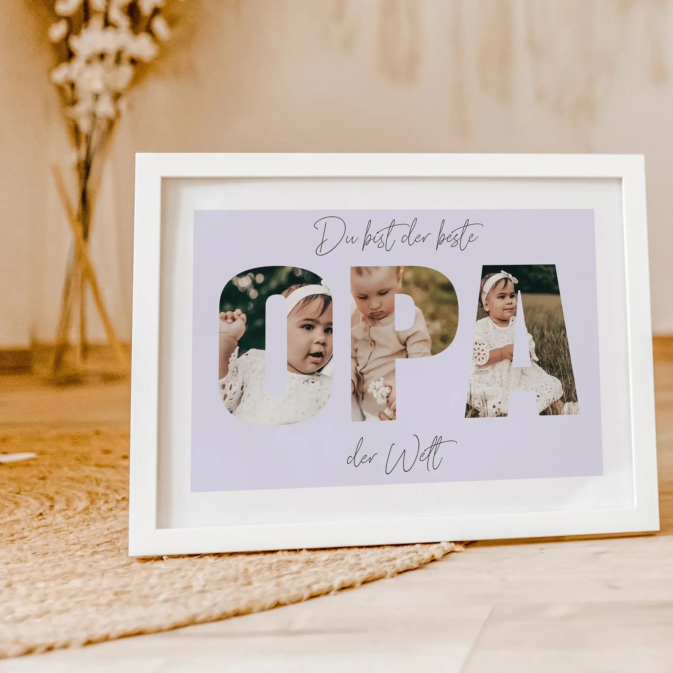 Bester Opa Poster-Personalisiertes Poster-famprints-Das Bester Opa Poster ist das perfekte Geschenk für deinen lieben Opa. Mit der Möglichkeit, persönliche Fotos hinter dem Schriftzug "OPA" zu platzieren, wird dieses Poster zu einem einzigartigen Erinneru