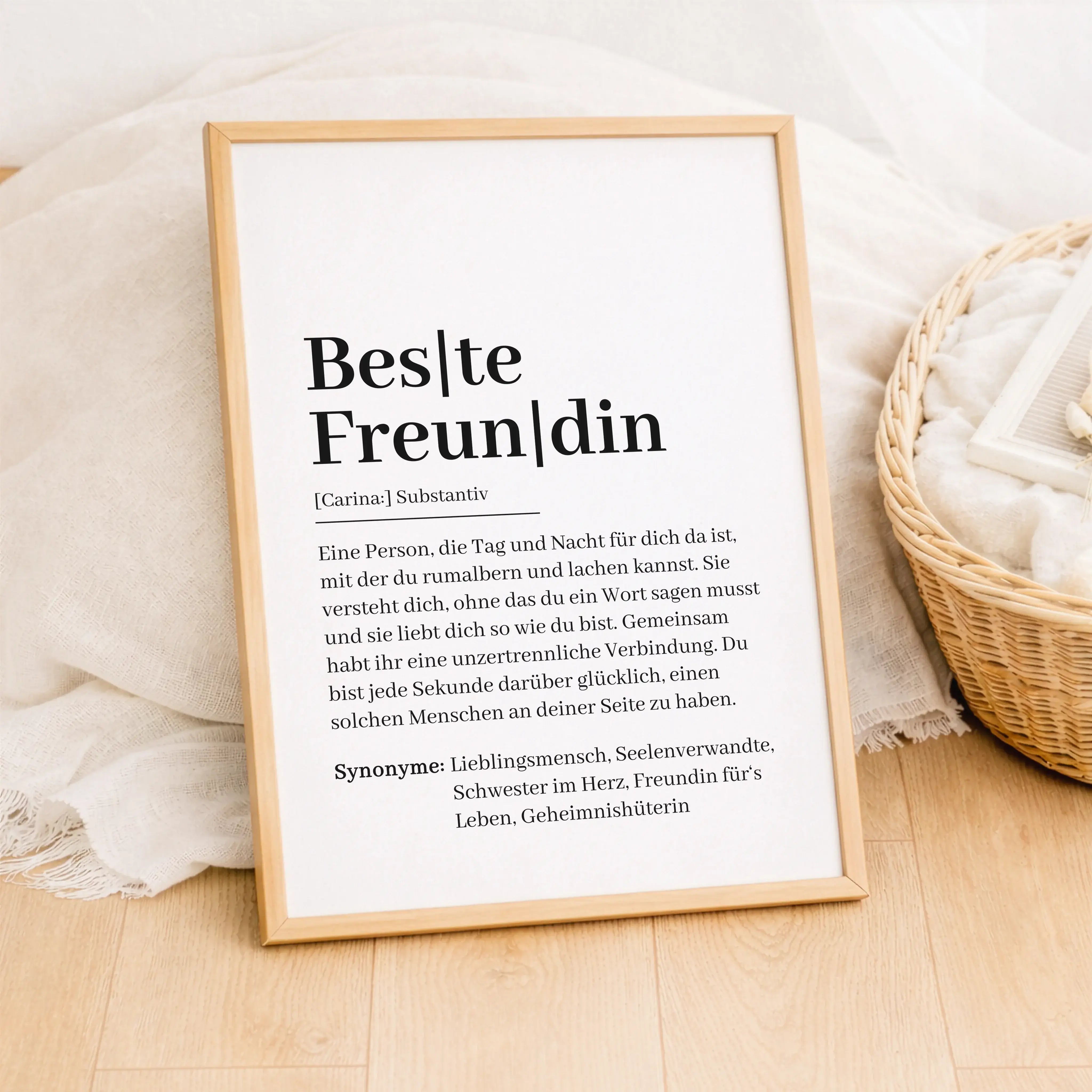 Beste Freundin Definition Poster-Personalisiertes Poster-famprints-Das Beste Freundin Definition Poster ist ein persönliches Geschenk, das eure besondere Verbindung sichtbar macht. Mit einer liebevollen Wortdefinition erinnert das Poster jeden Tag daran,