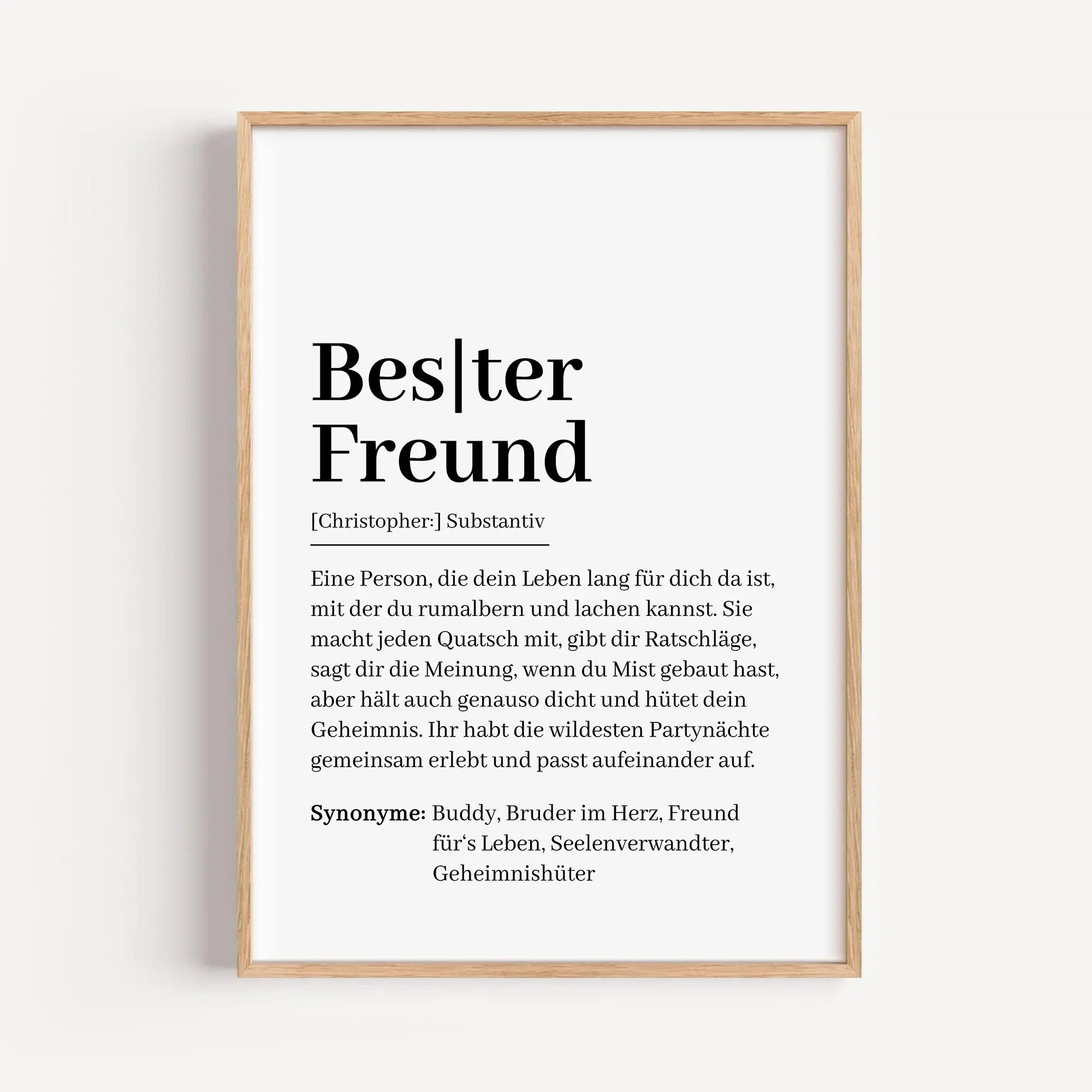 Bester Freund Definition Poster-famprints-Personalisiertes Poster-Entdecke das personalisierbare "Bester Freund Definition" Poster! Gestalte es mit dem Namen deines besten Freundes und einem individuellen Text, der eure Freundschaft perfekt beschreibt. Da