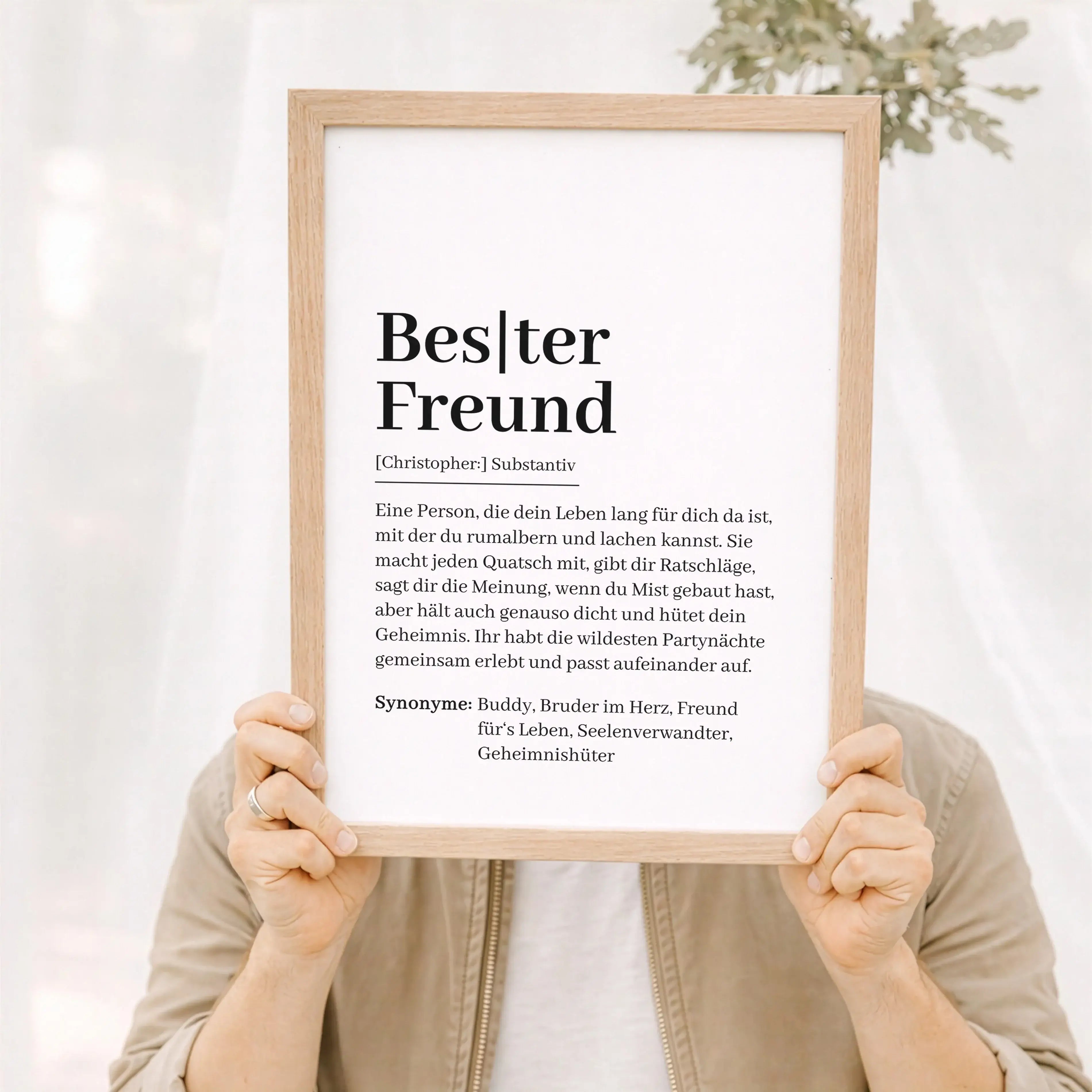 Bester Freund Definition Poster-Personalisiertes Poster-famprints-Das Bester Freund Definition Poster ist eine persönliche Geschenkidee für Menschen, die im Alltag einfach dazugehören. Ob zum Geburtstag, zu Weihnachten oder als kleine Überraschung zwische