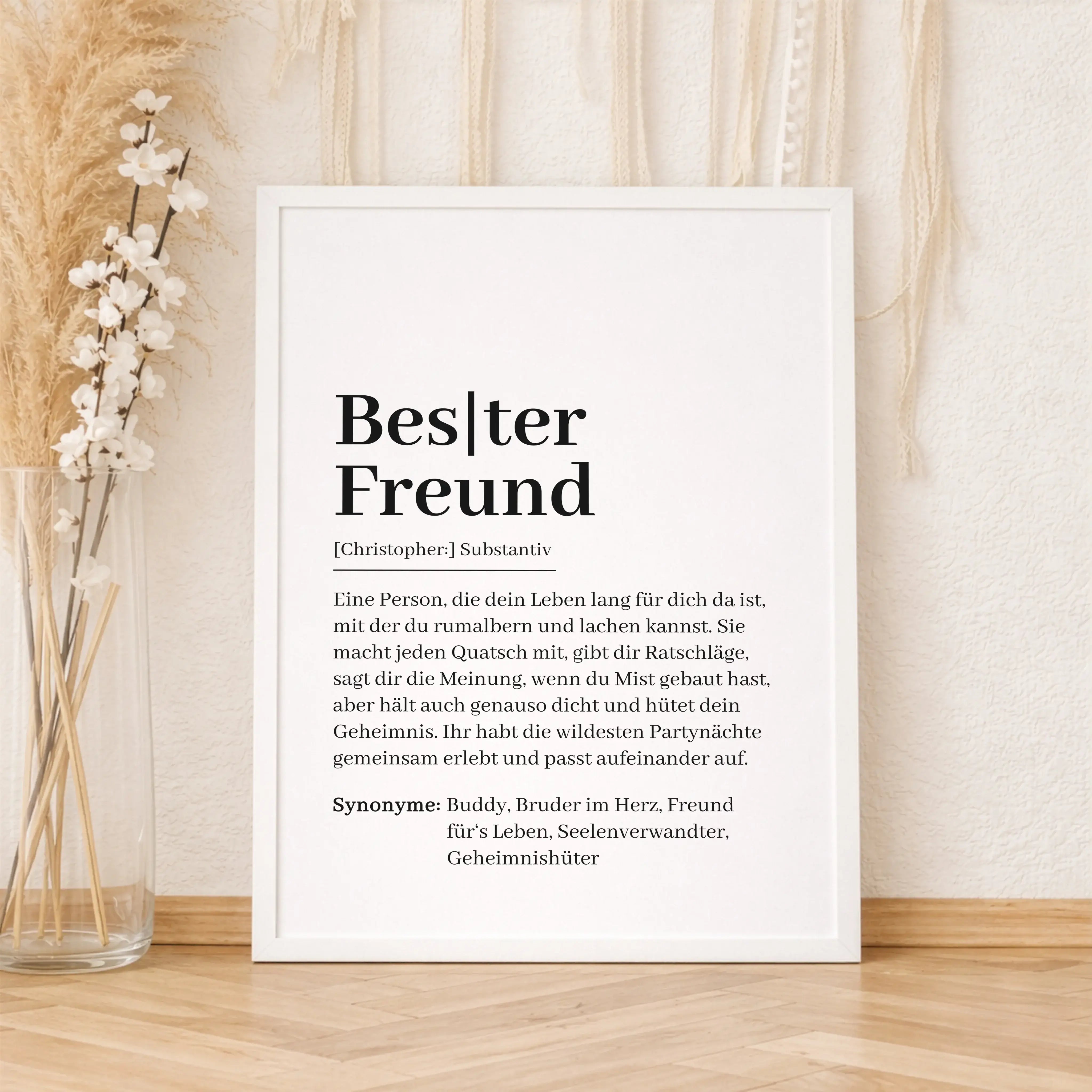 Bester Freund Definition Poster-Personalisiertes Poster-famprints-Das Bester Freund Definition Poster ist eine persönliche Geschenkidee für Menschen, die im Alltag einfach dazugehören. Ob zum Geburtstag, zu Weihnachten oder als kleine Überraschung zwische