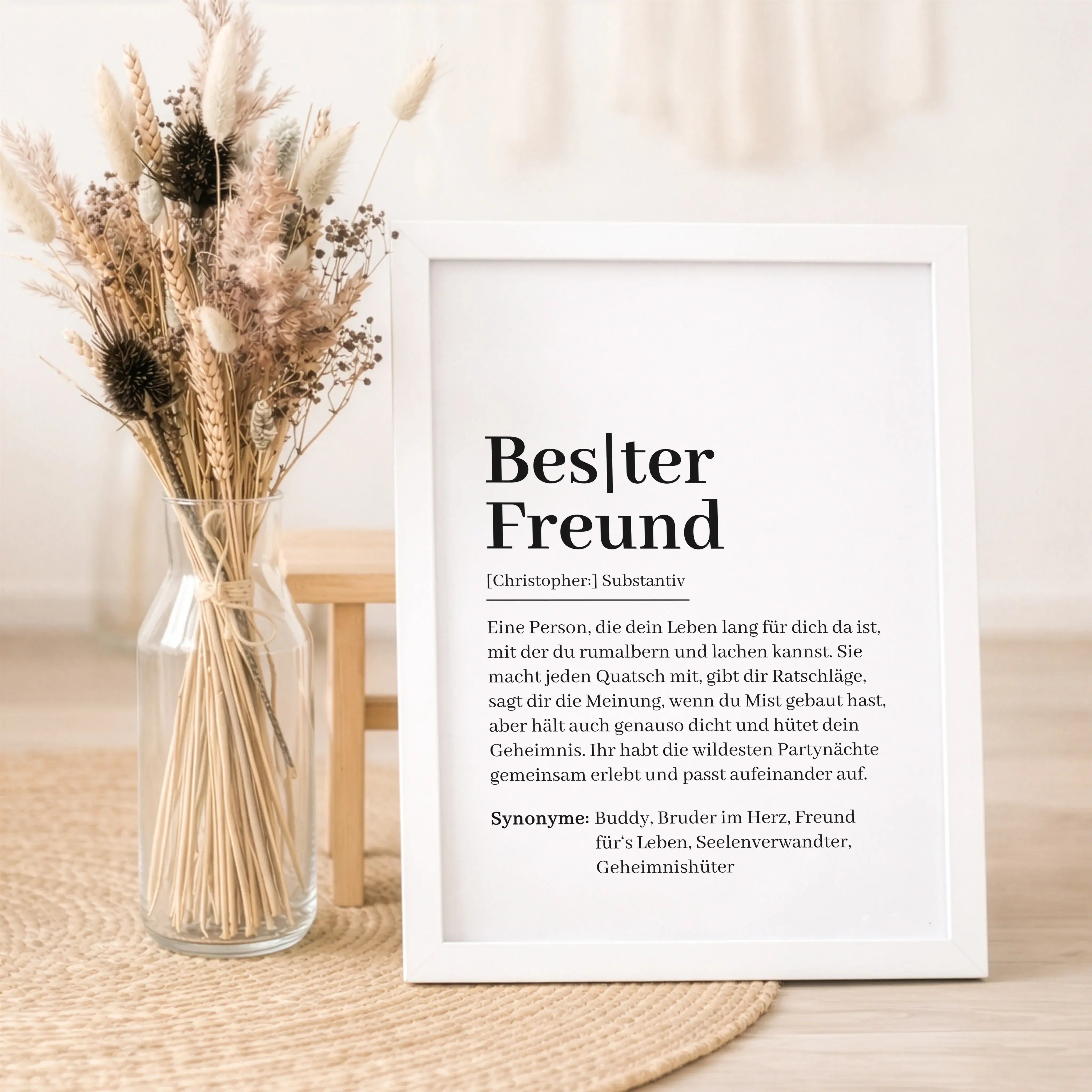 Bester Freund Definition Poster-Personalisiertes Poster-famprints-Das Bester Freund Definition Poster ist eine persönliche Geschenkidee für Menschen, die im Alltag einfach dazugehören. Ob zum Geburtstag, zu Weihnachten oder als kleine Überraschung zwische