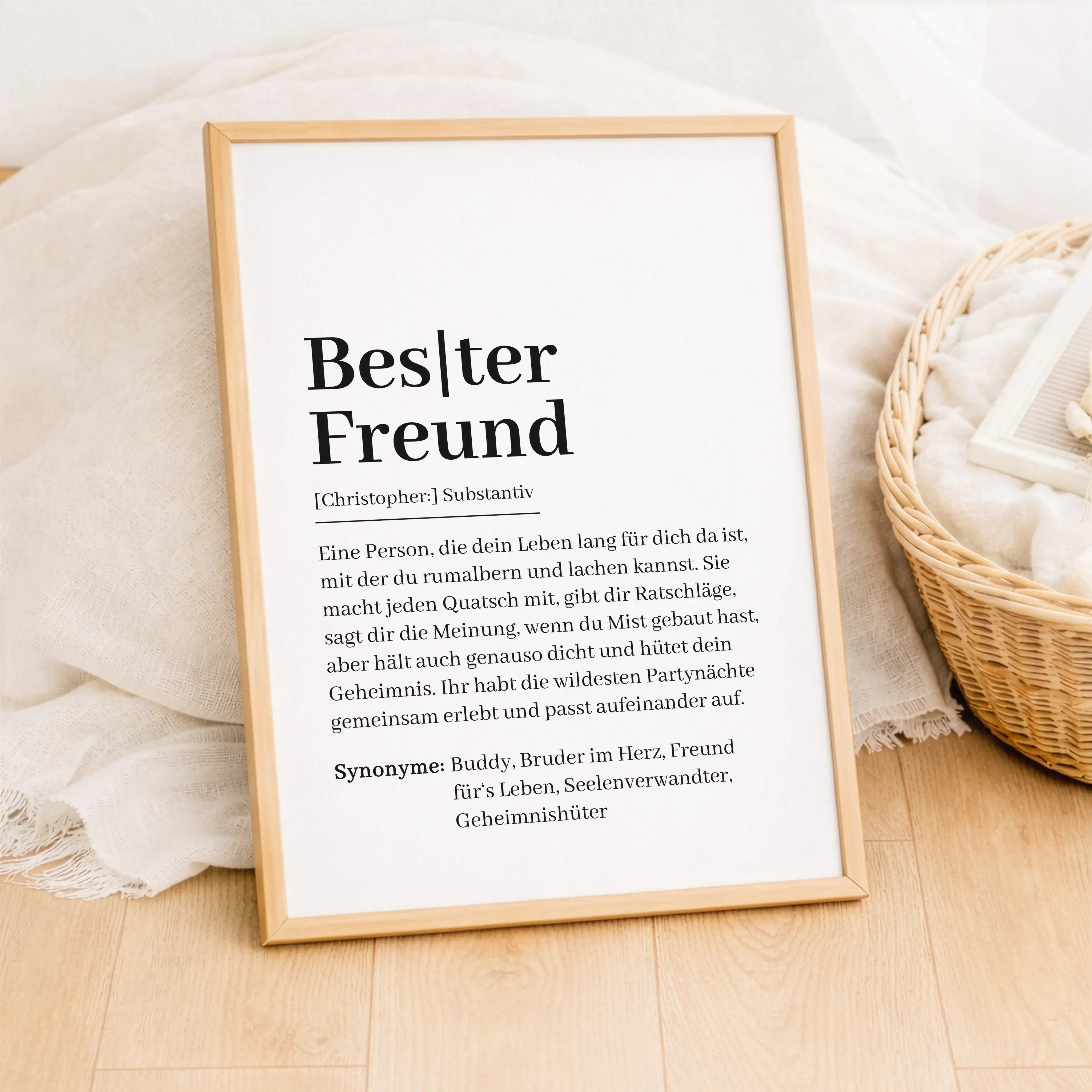 Bester Freund Definition Poster-Personalisiertes Poster-famprints-Das Bester Freund Definition Poster ist eine persönliche Geschenkidee für Menschen, die im Alltag einfach dazugehören. Ob zum Geburtstag, zu Weihnachten oder als kleine Überraschung zwische
