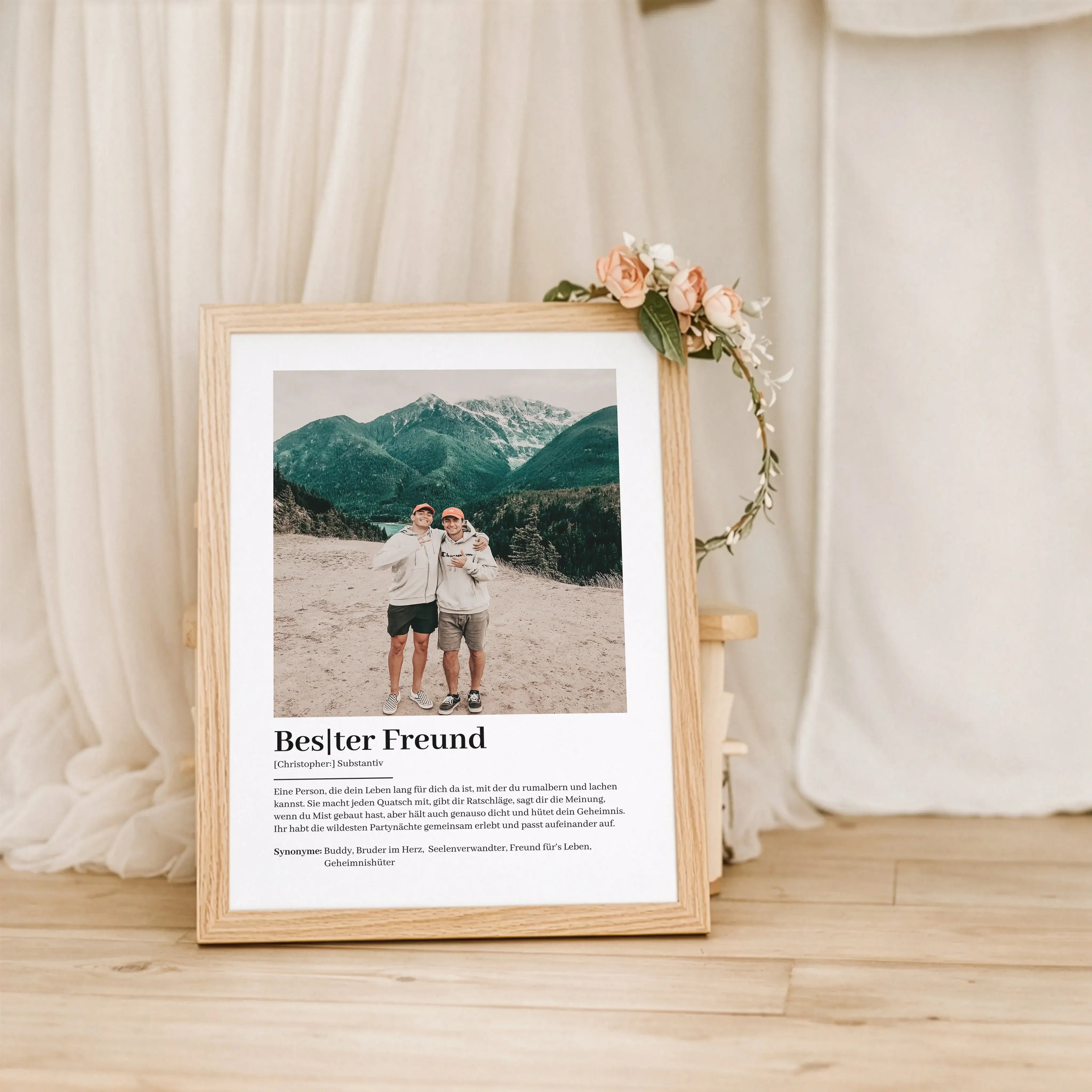 Bester Freund Definition Foto Poster-Personalisiertes Poster-famprints-Das Bester Freund Definition Foto Poster ist eine persönliche Art, eure Freundschaft sichtbar zu machen. Mit deinem eigenen Foto und dem Namen deines besten Freundes entsteht ein indiv