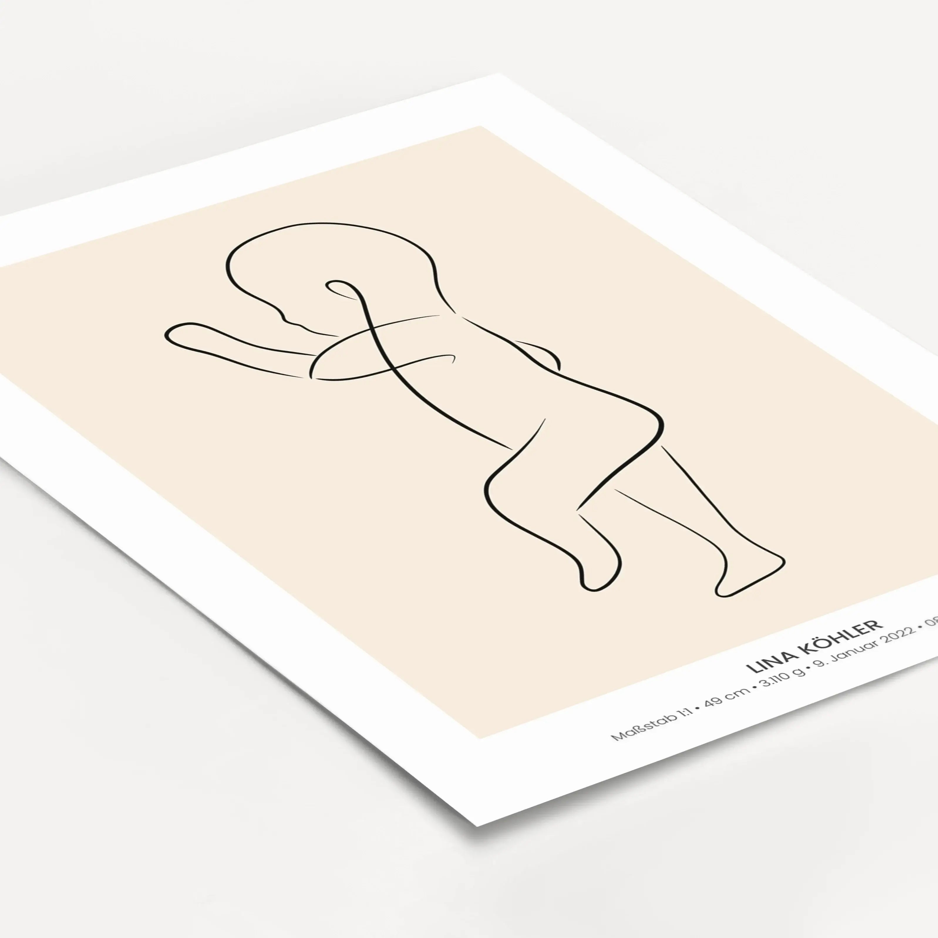 Geburtsposter 1:1 Baby 'Art'-Personalisiertes Poster-famprints-Das Geburtsposter 1:1 Baby Art von famprints hält den ersten großen Moment deines Babys genauso fest, wie er war. Die liebevoll illustrierte Baby Zeichnung wird im exakten Maßstab 1:1 gedruckt