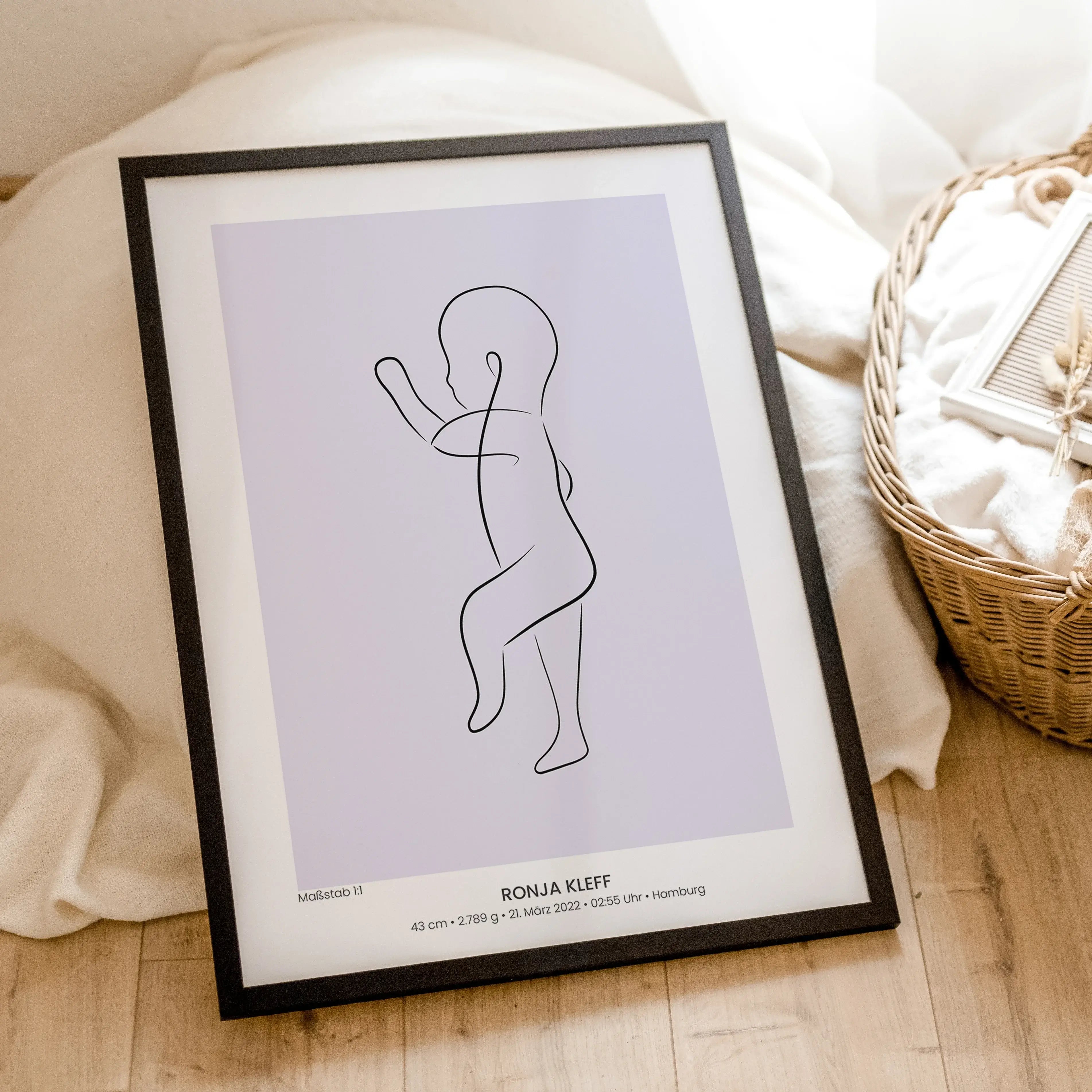 Geburtsposter 1:1 Baby 'Art'-famprints-Personalisiertes Poster-Das Geburtsposter Baby 'Art' kannst du ganz einfach nach deinen Wünschen gestalten. Du hast die Wahl aus sechs verschiedenen Farbvarianten, kannst die Blickrichtung bestimmen und das Baby Post