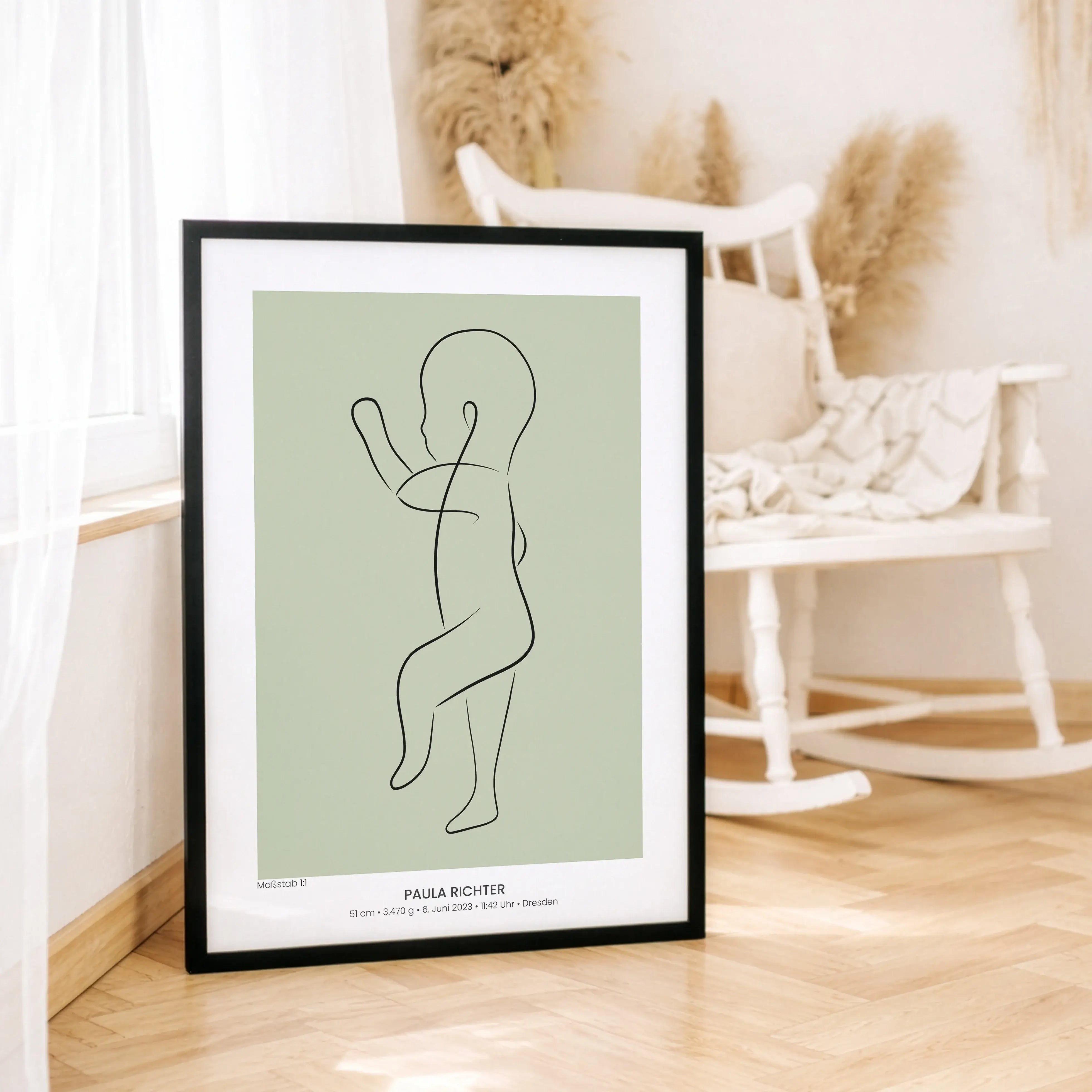 Geburtsposter 1:1 Baby 'Art'-Personalisiertes Poster-famprints-Das Geburtsposter 1:1 Baby Art von famprints hält den ersten großen Moment deines Babys genauso fest, wie er war. Die liebevoll illustrierte Baby Zeichnung wird im exakten Maßstab 1:1 gedruckt