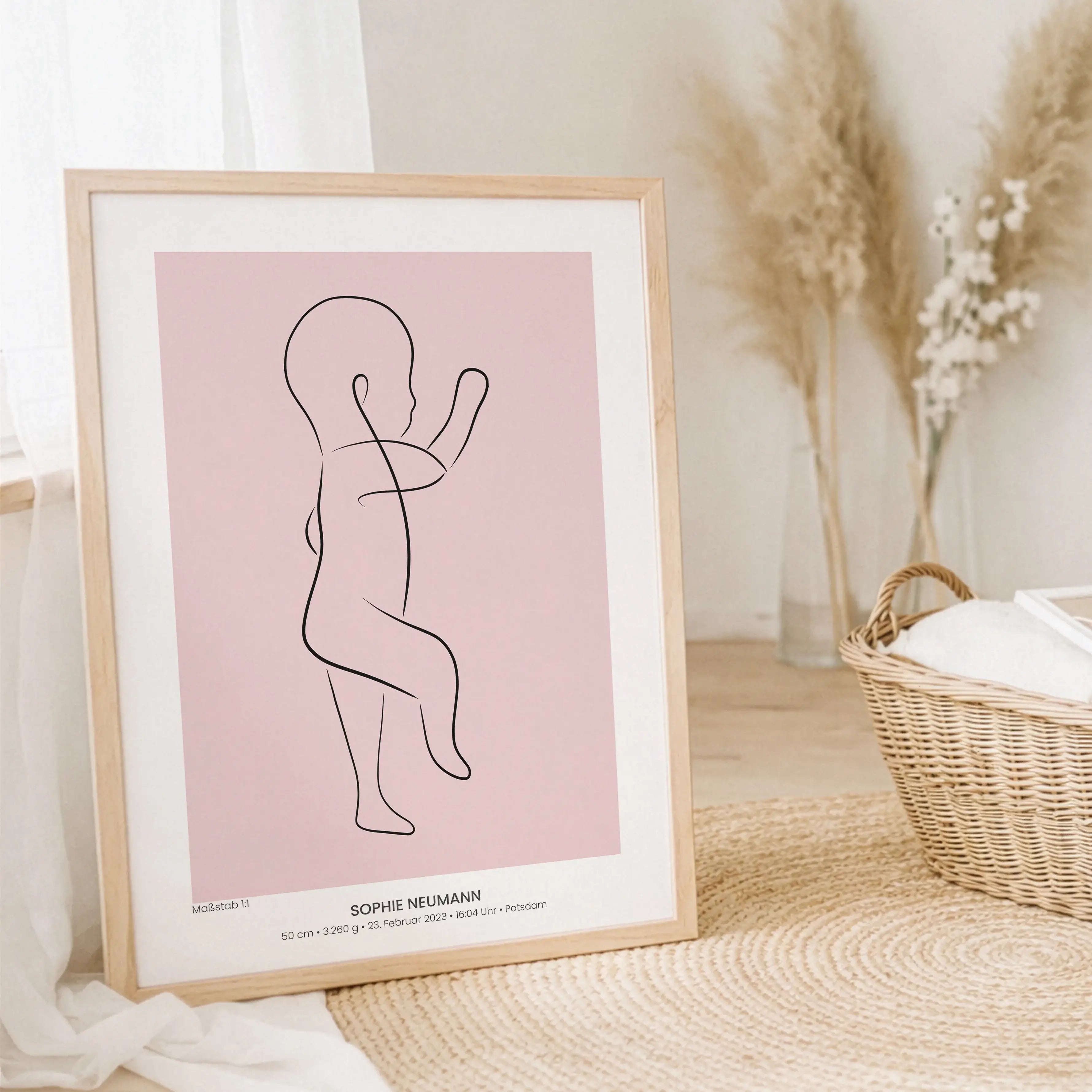 Geburtsposter 1:1 Baby 'Art'-Personalisiertes Poster-famprints-Das Geburtsposter 1:1 Baby Art von famprints hält den ersten großen Moment deines Babys genauso fest, wie er war. Die liebevoll illustrierte Baby Zeichnung wird im exakten Maßstab 1:1 gedruckt