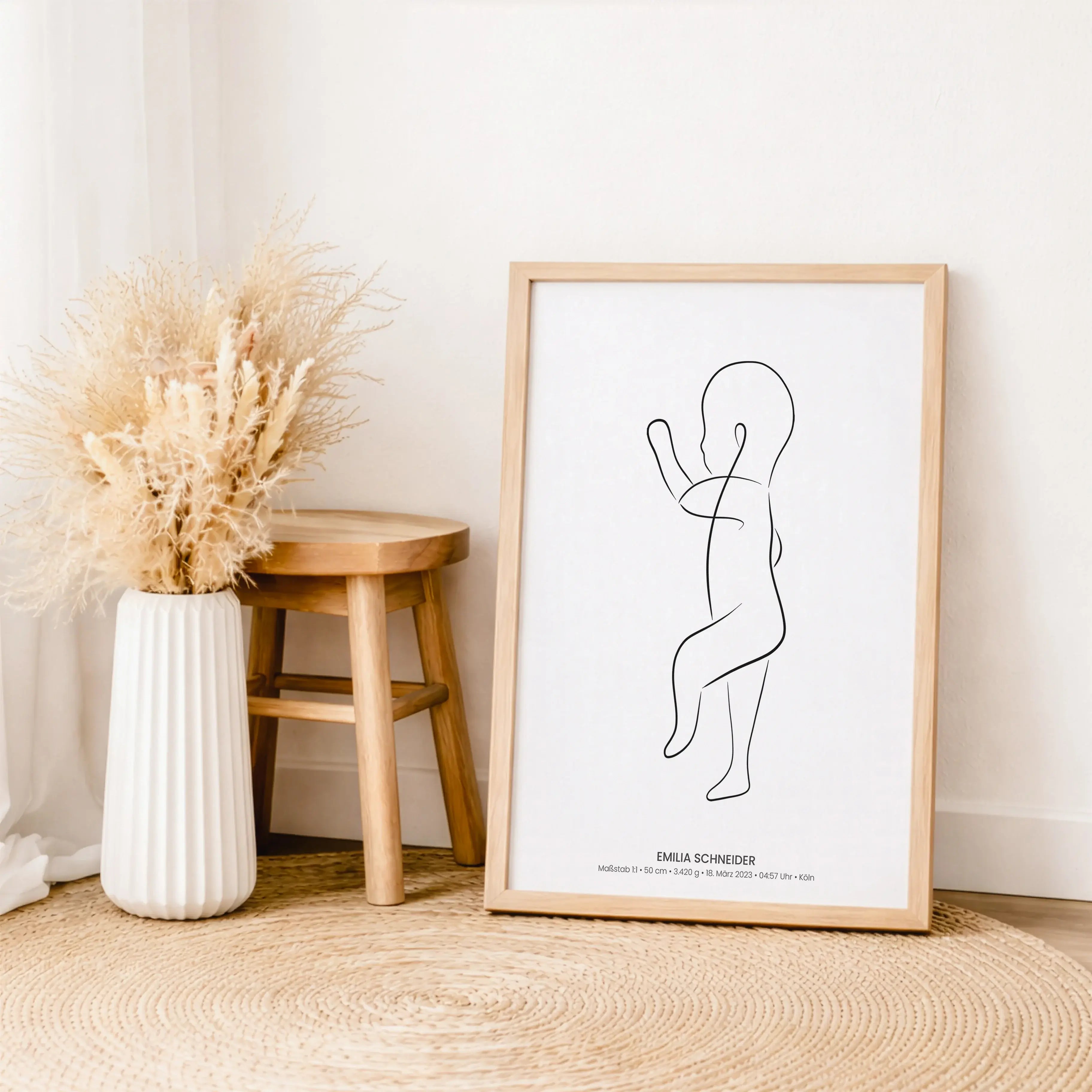 Geburtsposter 1:1 Baby 'Art'-Personalisiertes Poster-famprints-Das Geburtsposter 1:1 Baby Art von famprints hält den ersten großen Moment deines Babys genauso fest, wie er war. Die liebevoll illustrierte Baby Zeichnung wird im exakten Maßstab 1:1 gedruckt