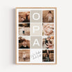 Fotocollage Opa Poster-Personalisiertes Poster-famprints-Die Fotocollage Opa Poster von famprints ist ein persönliches Geschenk für Großväter, das echte Erinnerungen sichtbar macht. Im Mittelpunkt steht das Wort Opa, modern gestaltet und umgeben von deine
