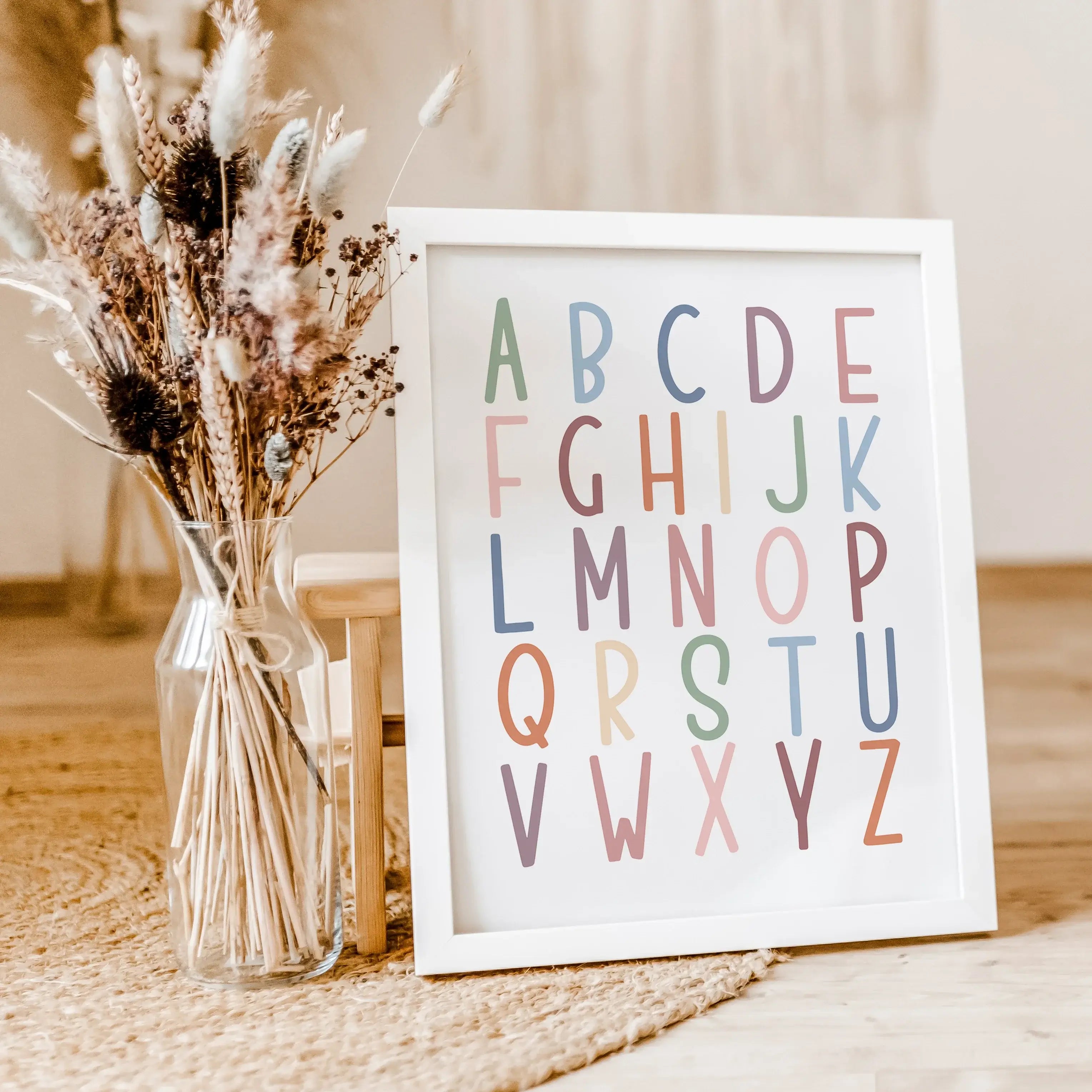 Alphabet Poster-famprints-Poster-Wir stellen dir das Alphabet Poster als Lernposter vor - eine lernreiche Wanddekoration für jedes Kinderzimmer! Dieses Poster ist das perfekte Lernmittel, um kleinen Kindern das Alphabet beizubringen. Dieses Poster fördert