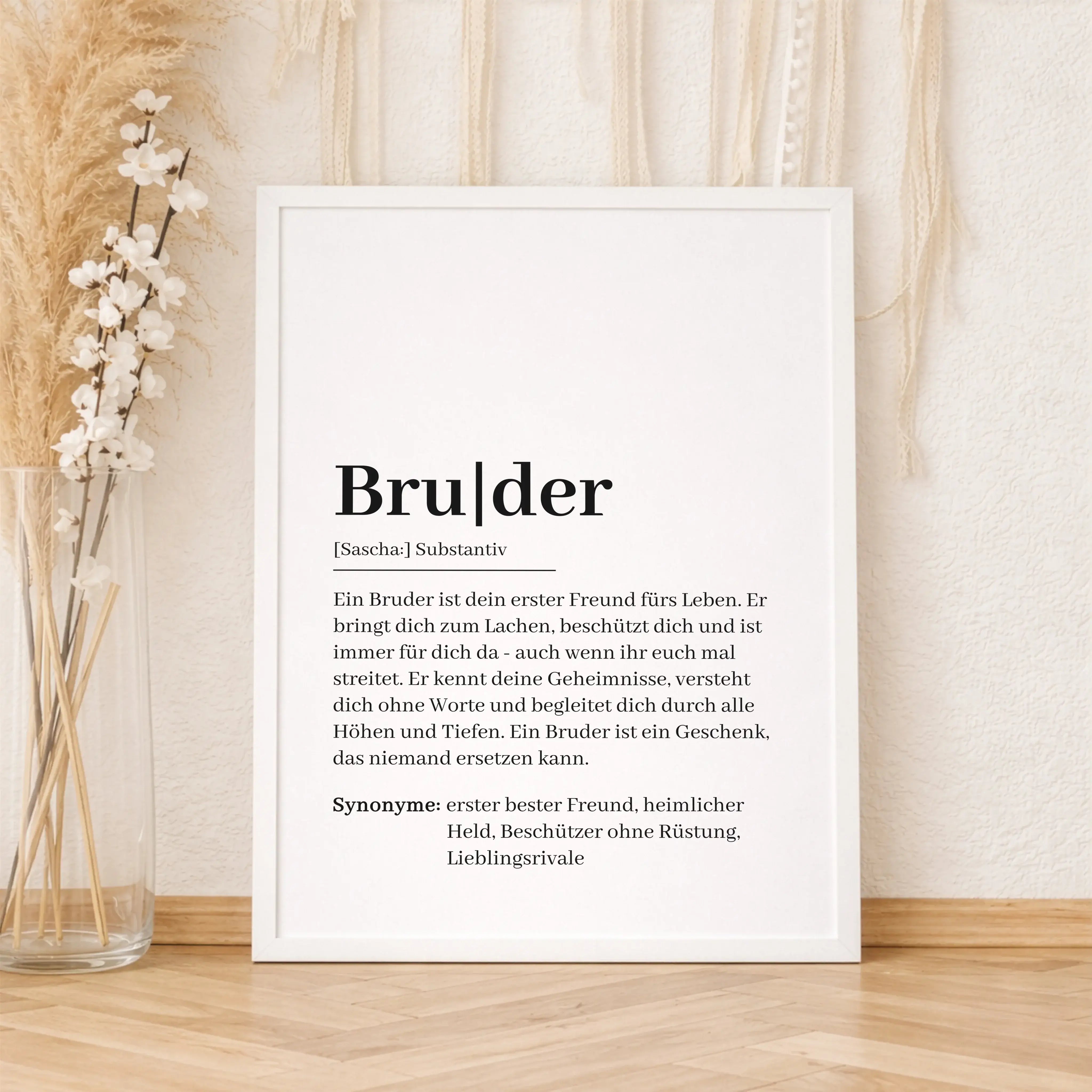 Bruder Definition Poster-Personalisiertes Poster-famprints-Das Bruder Definition Poster ist eine besondere Art, deinem Bruder zu zeigen, was er dir bedeutet. Die liebevoll formulierte Definition beschreibt einen Bruder als ersten Freund, Vertrauten und st
