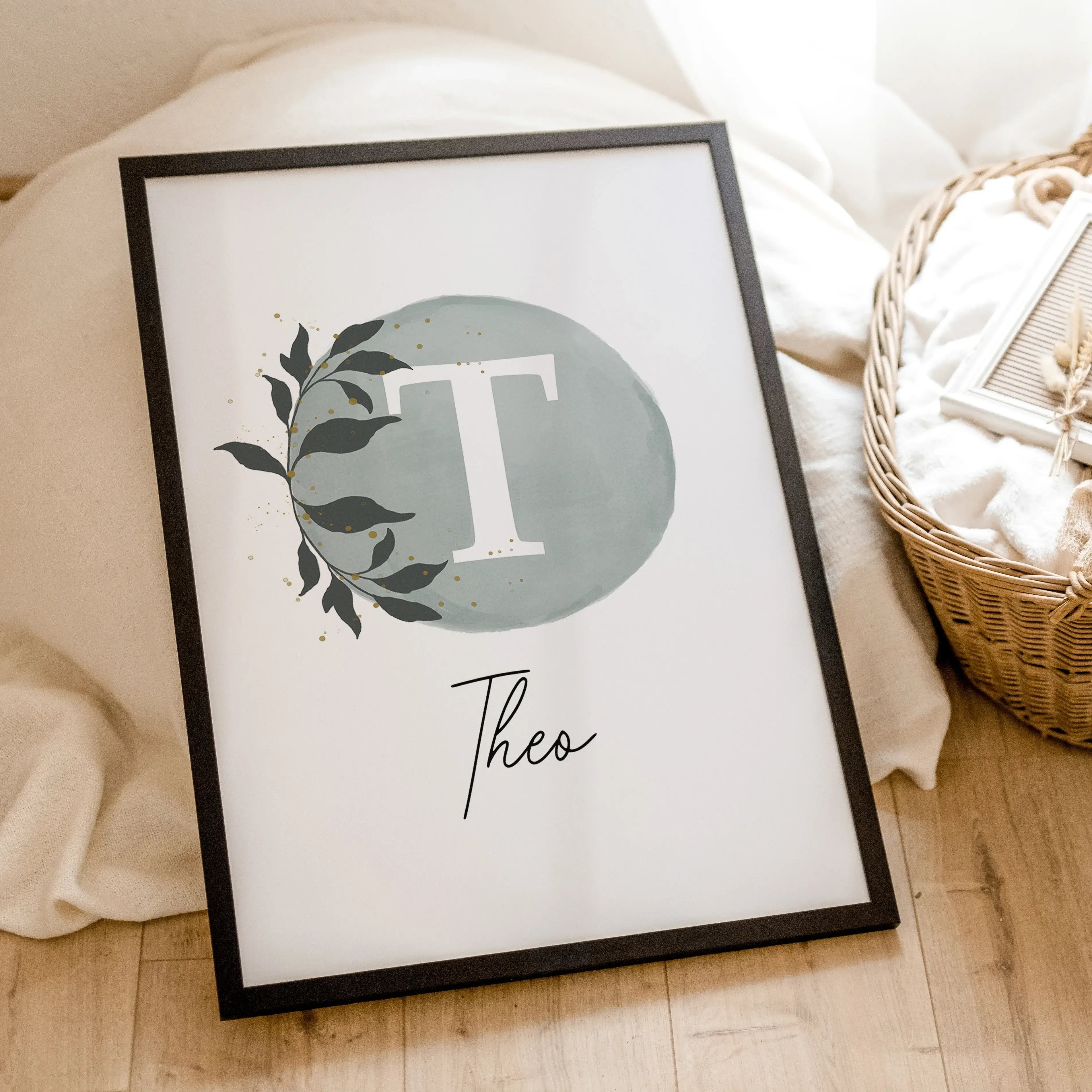 Buchstaben Poster Wasserfarbe-famprints-Personalisiertes Poster-Mache dein Kinderzimmer zu einer Kunstgalerie mit unserem wunderschönen Buchstaben Poster Wasserfarbe! Personalisiere es mit dem Anfangsbuchstaben und dem Namen deines Kindes für eine individ