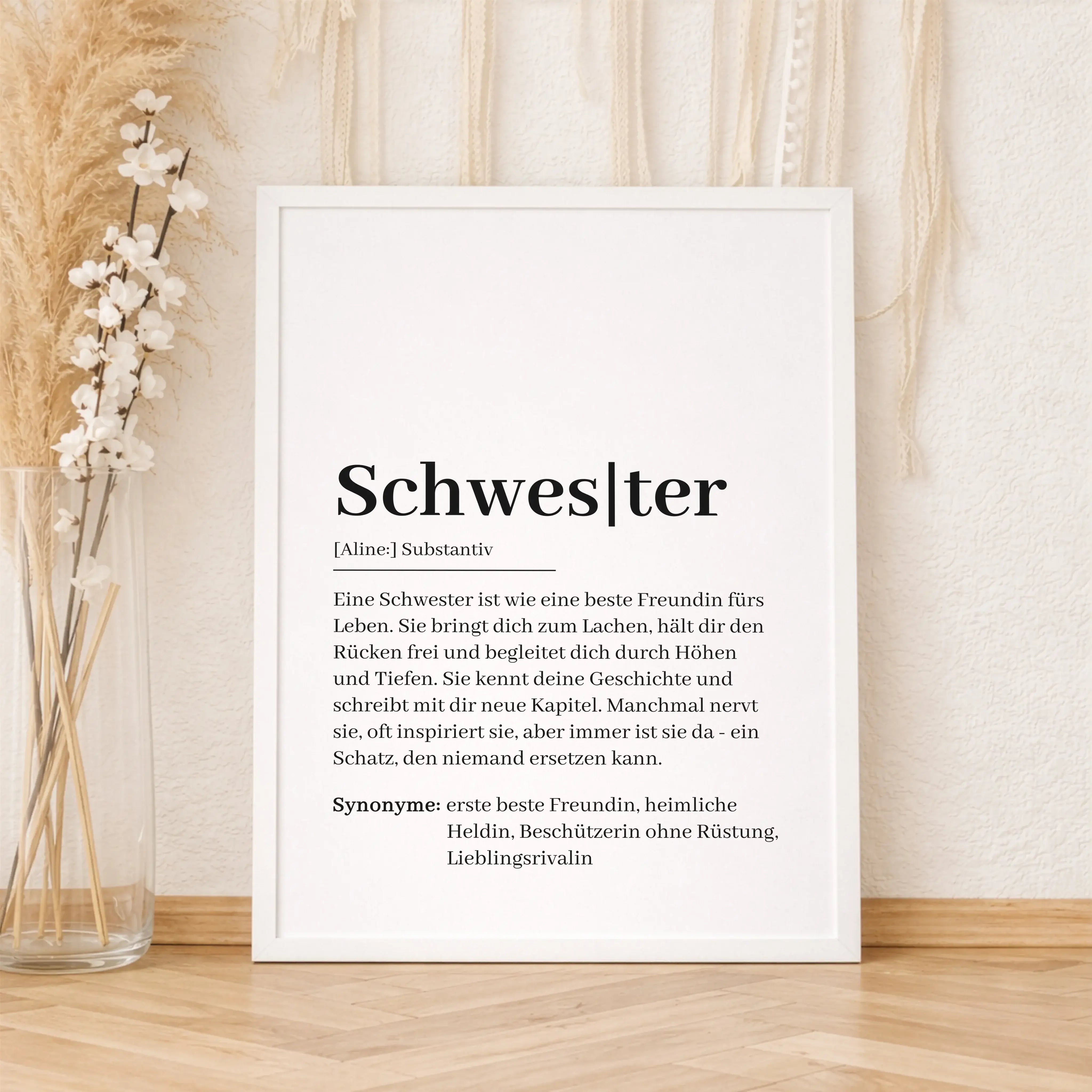 Schwester Definition Poster-Personalisiertes Poster-famprints-Das Schwester Definition Poster von famprints ist eine liebevolle Art, deiner Schwester zu zeigen, was sie für dich bedeutet. Das minimalistische Design verbindet eine emotionale Definition mit