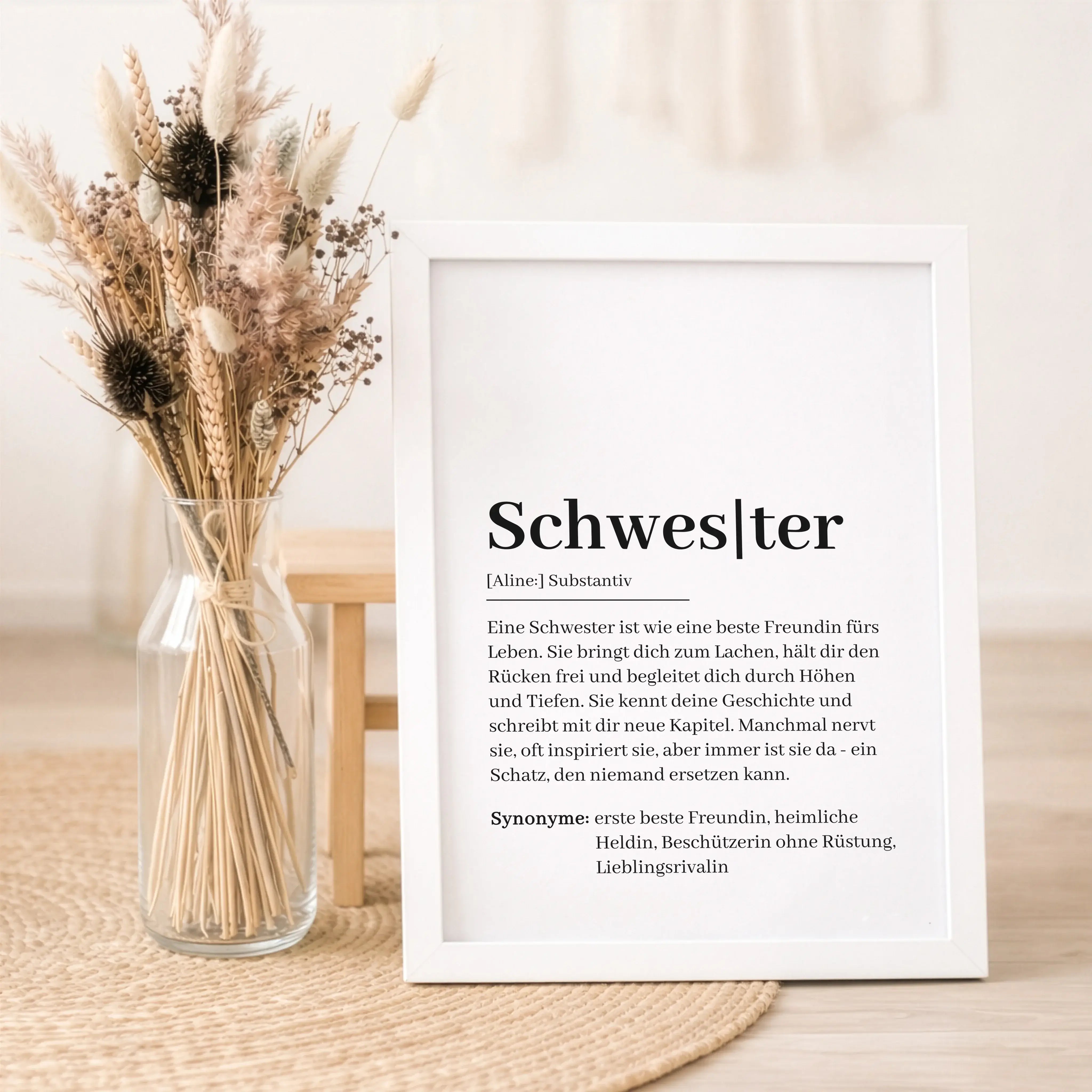 Schwester Definition Poster-Personalisiertes Poster-famprints-Das Schwester Definition Poster von famprints ist eine liebevolle Art, deiner Schwester zu zeigen, was sie für dich bedeutet. Das minimalistische Design verbindet eine emotionale Definition mit