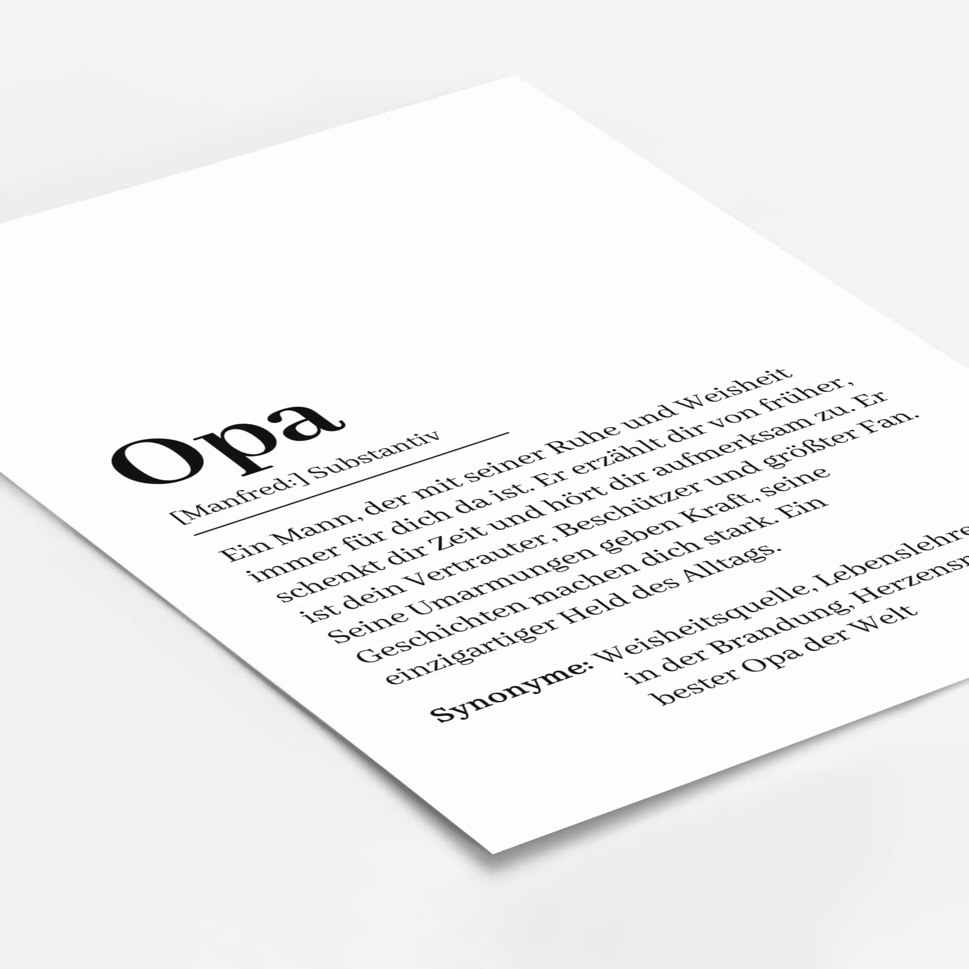 Opa Definition Poster-Personalisiertes Poster-famprints-Das Opa Definition Poster von famprints ist eine persönliche Geschenkidee für alle, die ihrem Opa auf besondere Weise Danke sagen möchten. Das Design erklärt den Begriff Opa nicht sachlich, sondern e