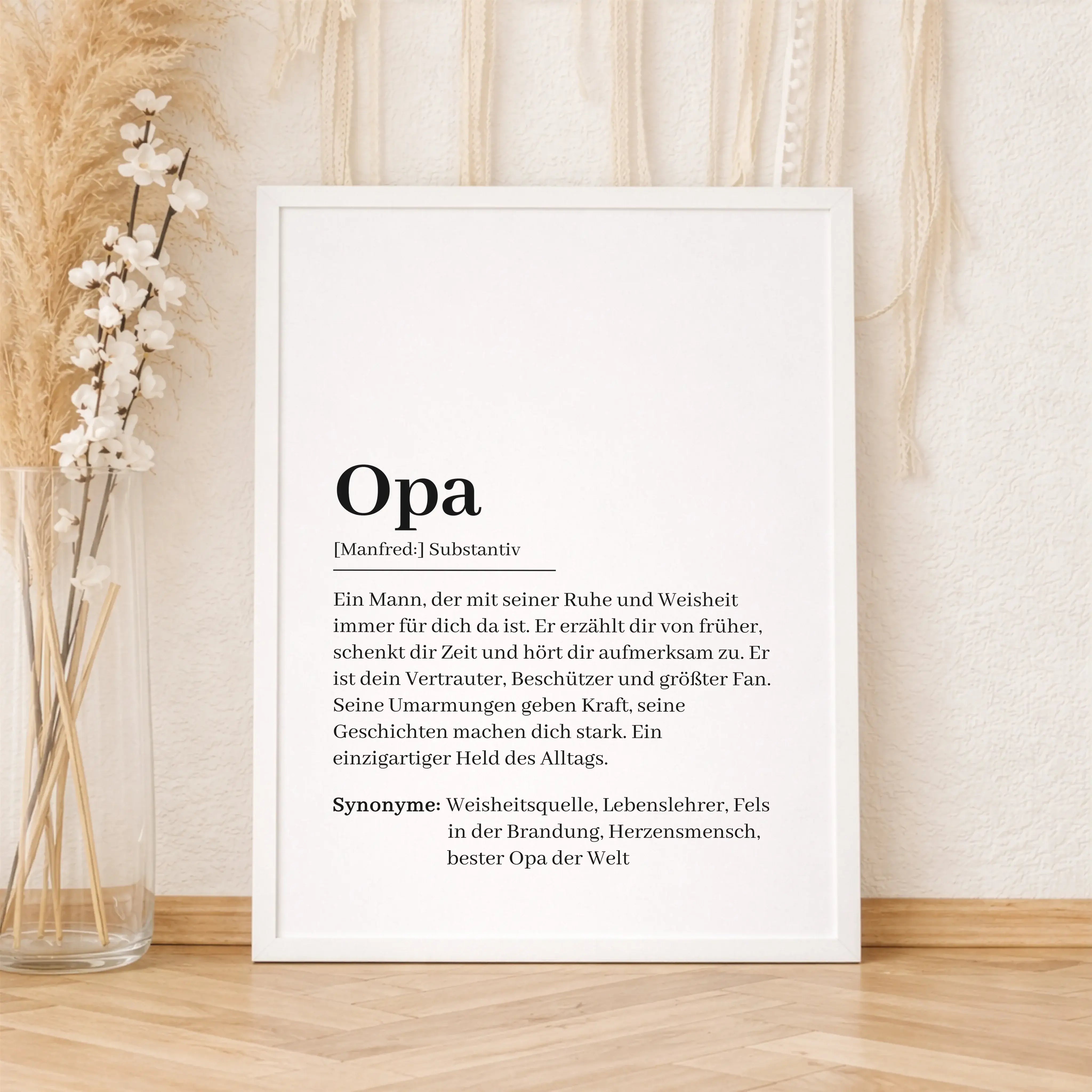 Opa Definition Poster-Personalisiertes Poster-famprints-Das Opa Definition Poster von famprints ist eine persönliche Geschenkidee für alle, die ihrem Opa auf besondere Weise Danke sagen möchten. Das Design erklärt den Begriff Opa nicht sachlich, sondern e