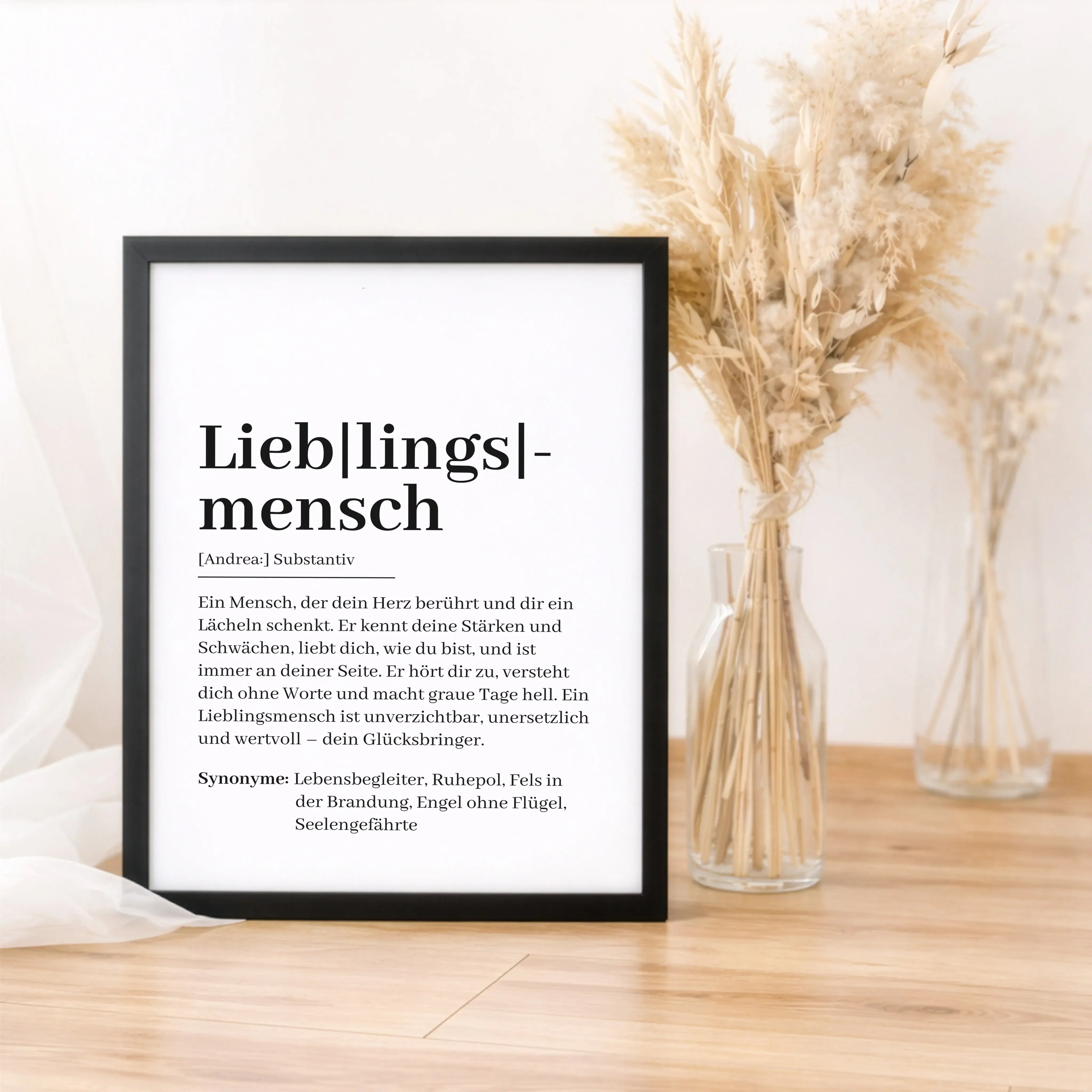 Lieblingsmensch Definition Poster-Personalisiertes Poster-famprints-Das Lieblingsmensch Definition Poster von famprints ist mehr als nur ein schönes Wandbild. Es beschreibt mit liebevollen Worten, was einen ganz besonderen Menschen im Leben ausmacht. Ob P