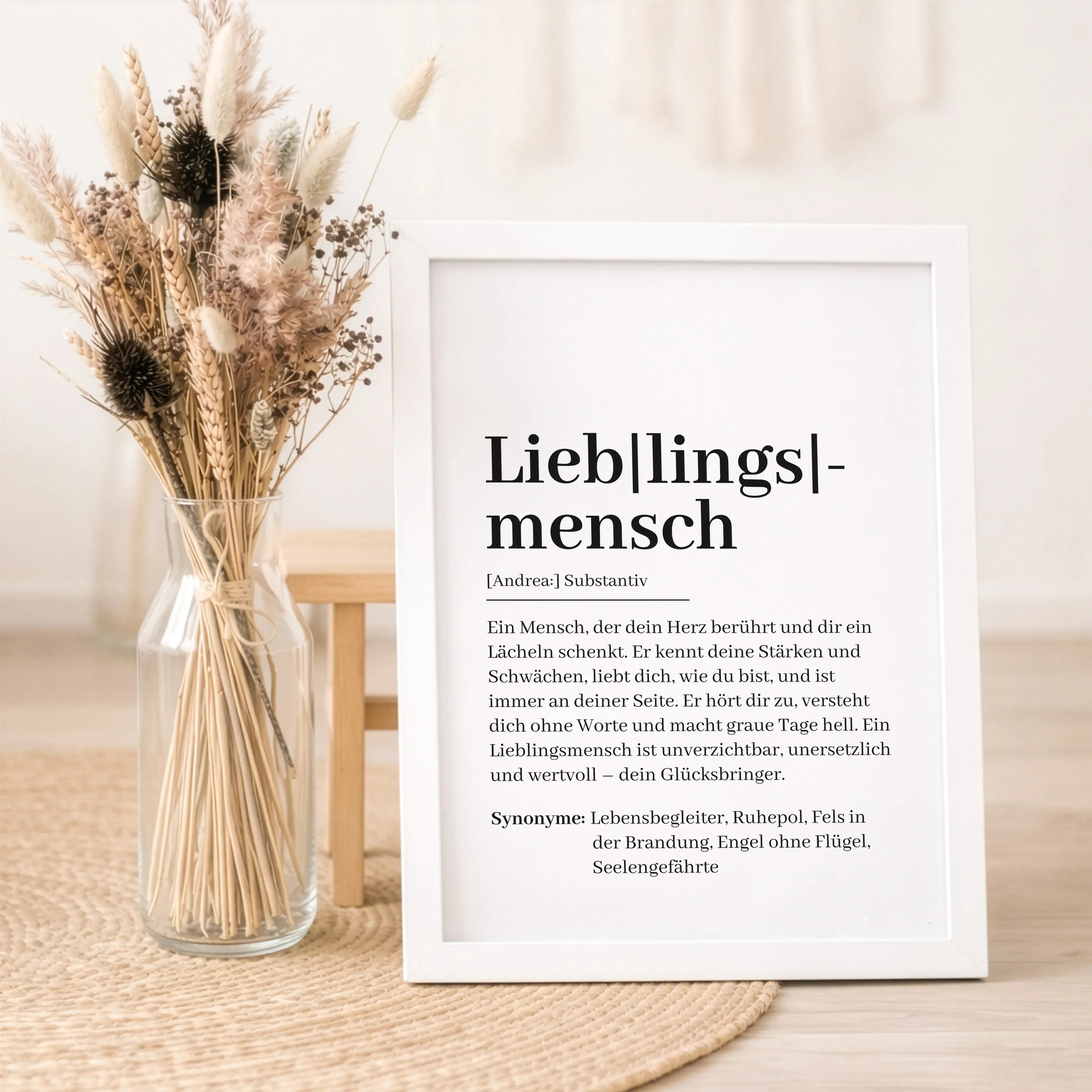 Lieblingsmensch Definition Poster-Personalisiertes Poster-famprints-Das Lieblingsmensch Definition Poster von famprints ist mehr als nur ein schönes Wandbild. Es beschreibt mit liebevollen Worten, was einen ganz besonderen Menschen im Leben ausmacht. Ob P