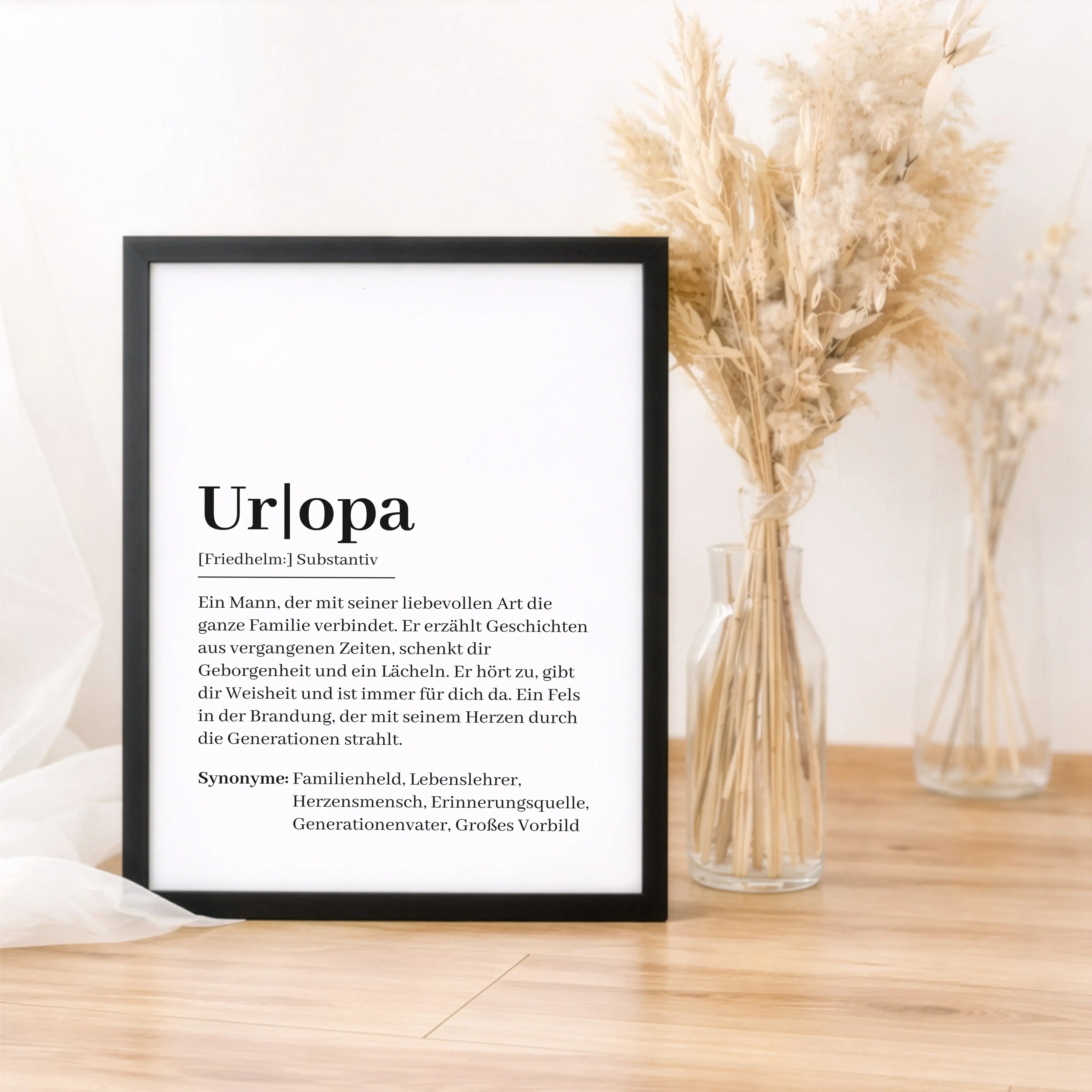 Uropa Definition Poster-Personalisiertes Poster-famprints-Das Uropa Definition Poster von famprints ist ein persönliches Geschenk für Menschen, die ihrem Uropa auf besondere Weise Danke sagen möchten. Das Design greift die Bedeutung eines Uropas als Mitte