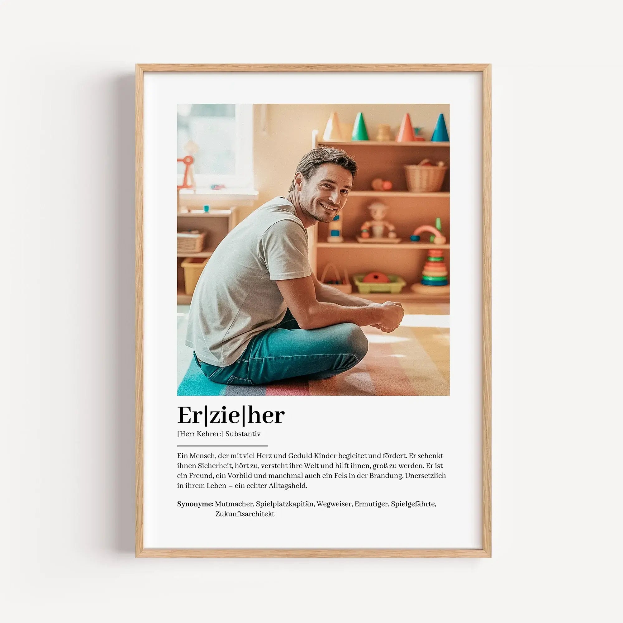 Erzieher Definition Poster mit Foto-Personalisiertes Poster-famprints-Das Erzieher Definition Poster mit Foto ist ein persönliches Geschenk, das Wertschätzung sichtbar macht. Es verbindet eine liebevoll formulierte Definition mit deinem eigenen Foto und s