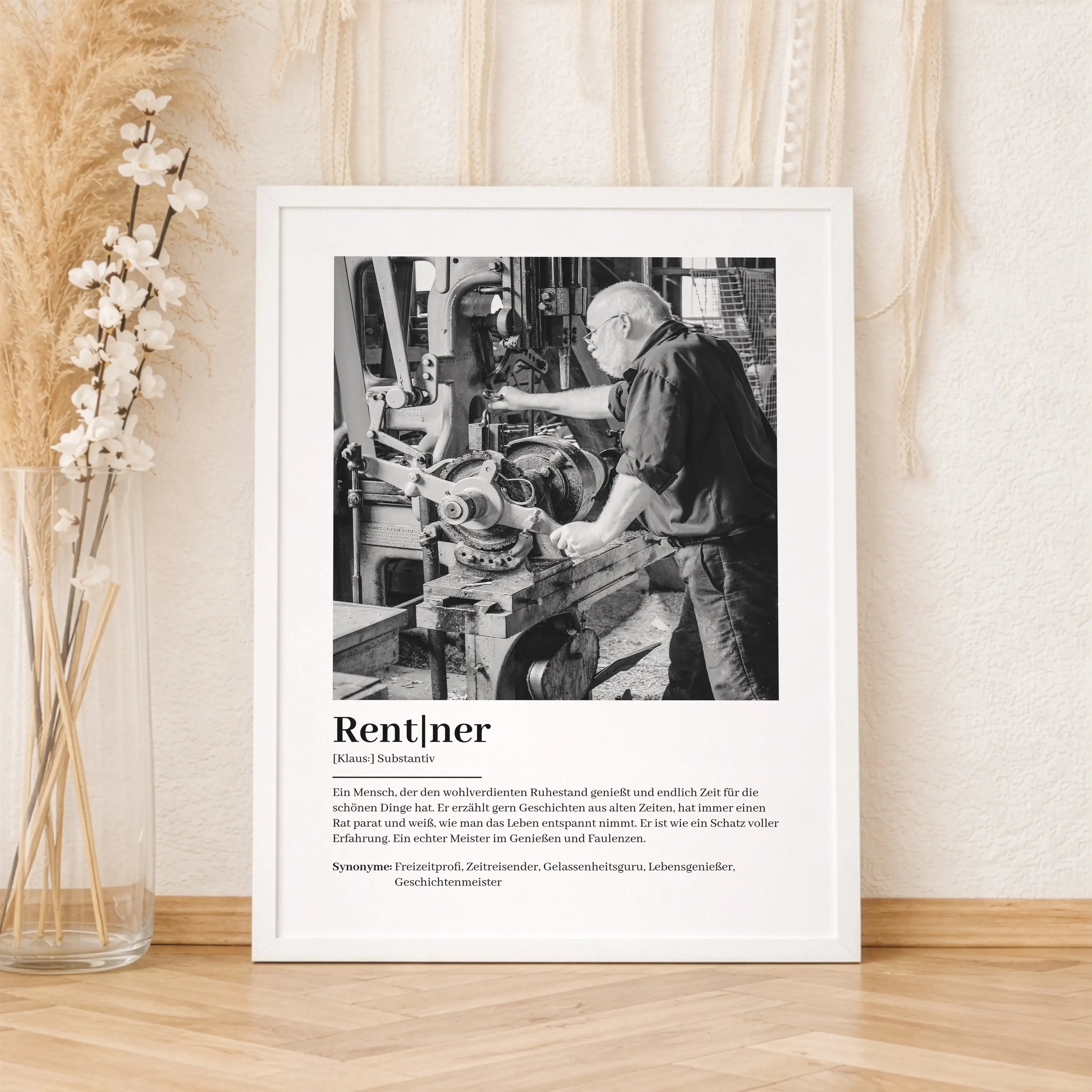 Rentner Definition Poster mit Foto-Personalisiertes Poster-famprints-Das Rentner Definition Poster mit Foto ist ein persönliches Geschenk zum Ruhestand, das Humor, Wertschätzung und Individualität verbindet. Bei famprints gestaltest du ein Poster, das den
