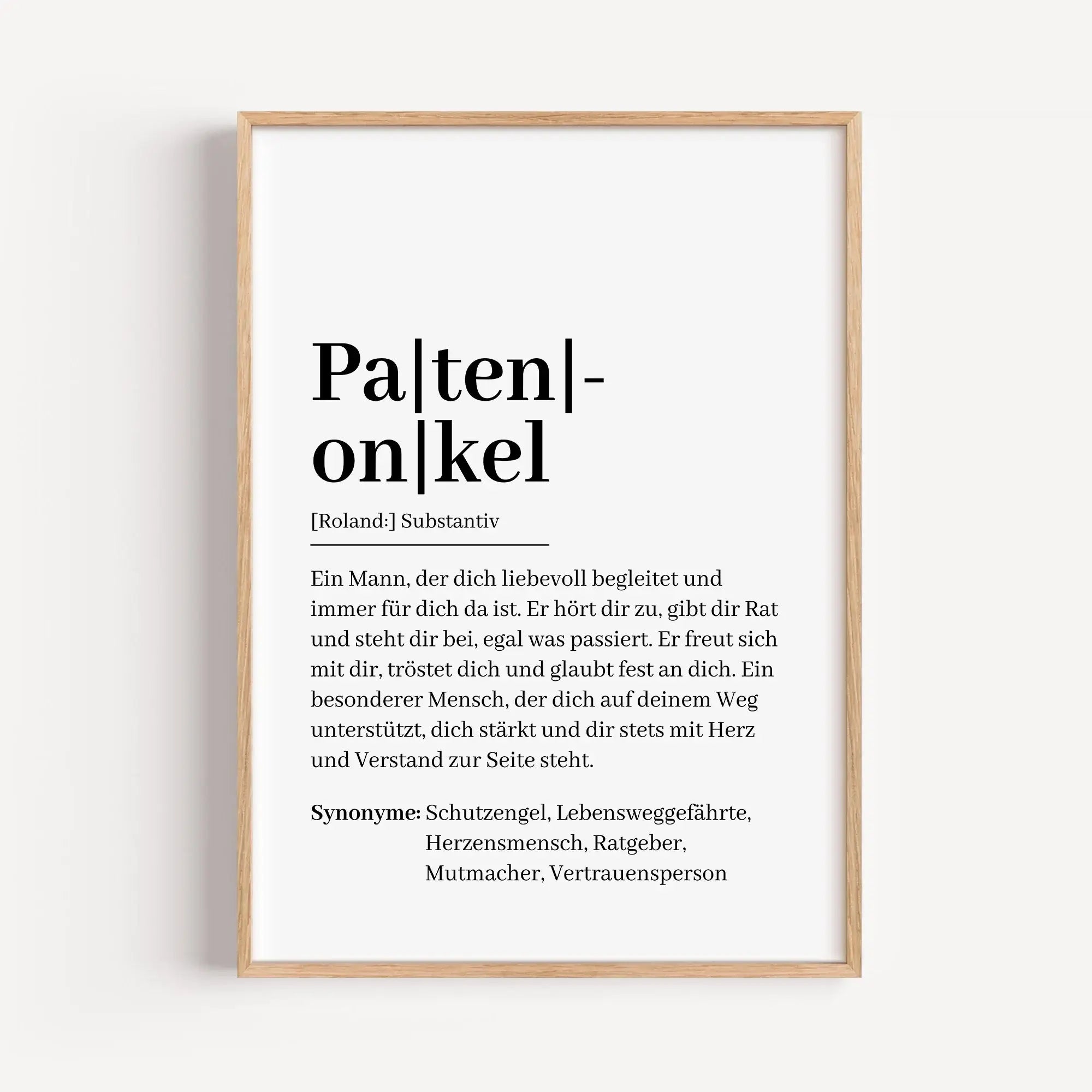 Patenonkel Definition Poster-Personalisiertes Poster-famprints-Suchst du nach einem besonderen Geschenk für deinen Patenonkel? Unser Patenonkel Definition Poster ist genau das Richtige! Dieses liebevoll gestaltete Poster zeigt auf einzigartige Weise, was