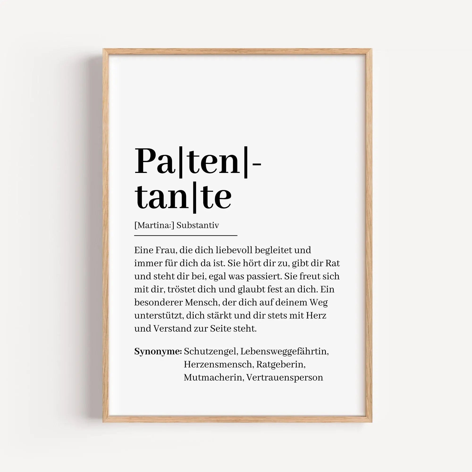 Patentante Definition Poster-Personalisiertes Poster-famprints-Suchst du ein besonderes Geschenk für deine Patentante? Unser Patentante Definition Poster ist die perfekte Wahl! Dieses liebevoll gestaltete Poster zeigt auf einzigartige Weise, was eine Pate