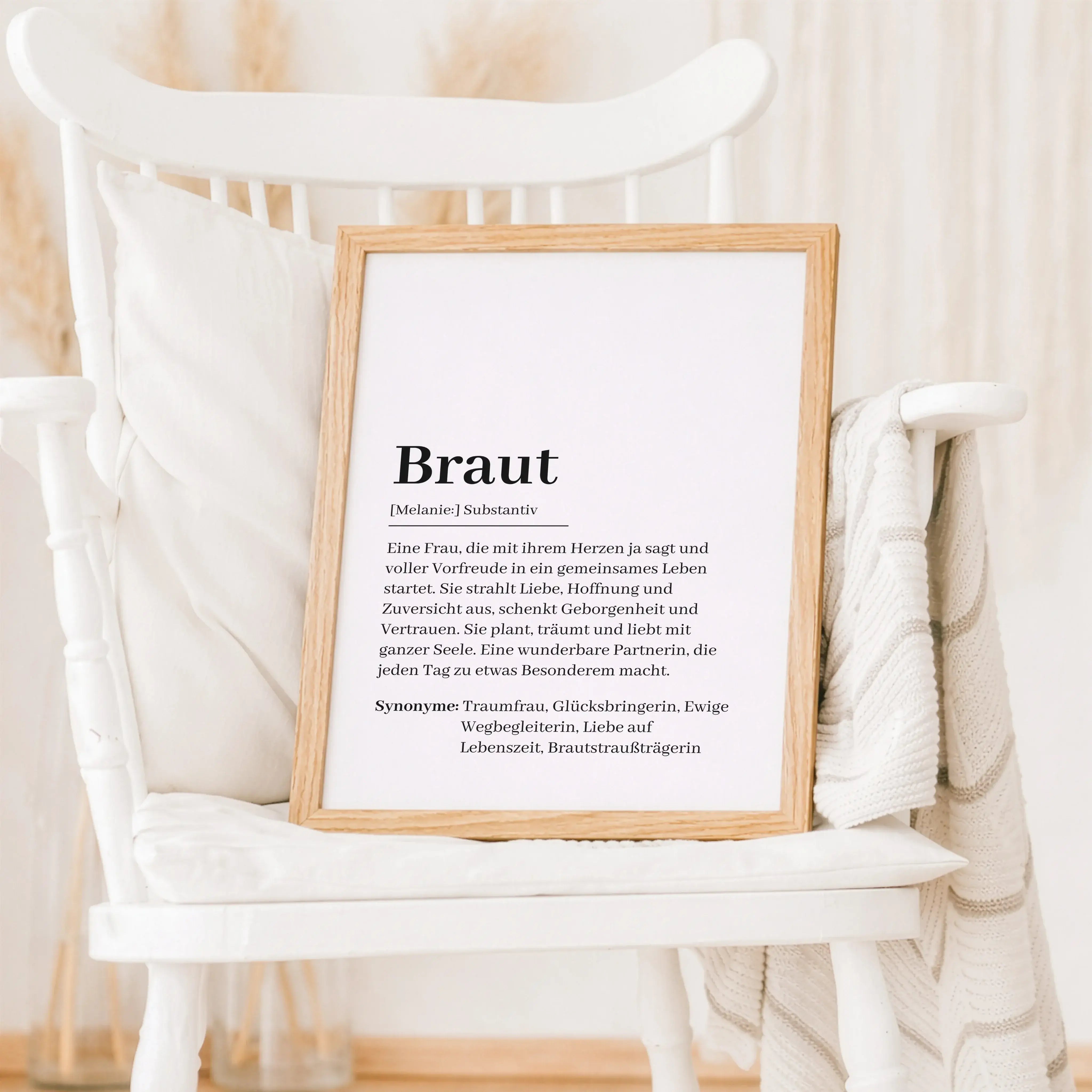 Braut Definition Poster-Personalisiertes Poster-famprints-Das Braut Definition Poster ist ein liebevolles Geschenk für einen ganz besonderen Moment im Leben. Es verbindet modernes Design mit einer emotionalen Bedeutung und erklärt auf stilvolle Weise, was