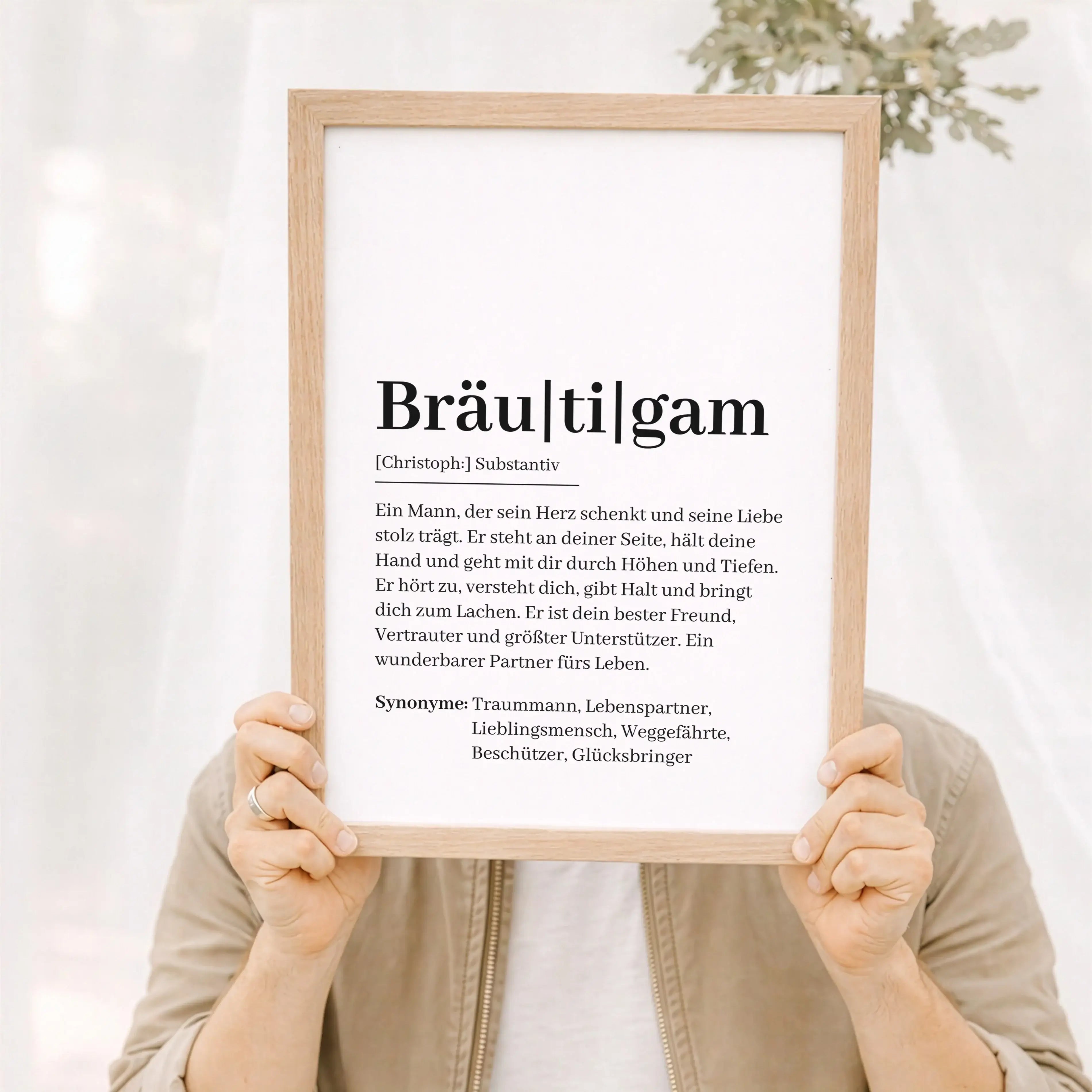 Bräutigam Definition Poster-Personalisiertes Poster-famprints-Das Bräutigam Definition Poster ist ein persönliches Geschenk zur Hochzeit, das Worte findet, wo Gefühle oft schwer zu greifen sind. Im stilvollen Wörterbuch-Design beschreibt es den Bräutigam